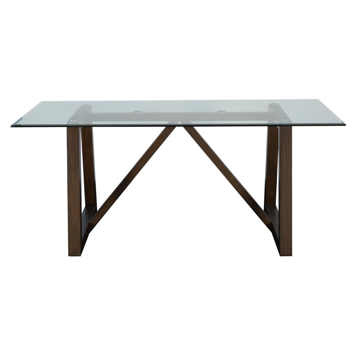 Carob Brown Pine and Glass 72" Extendable Trestle Dining Table