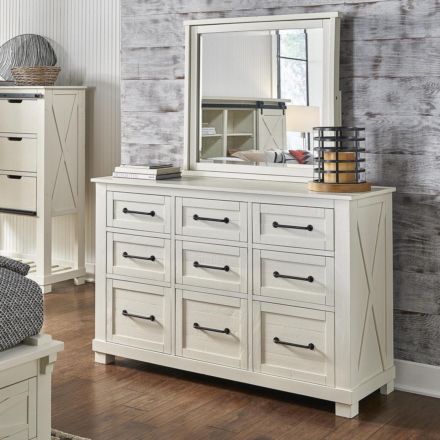 Sun Valley Rustic White 9-Drawer Light Wood Dresser