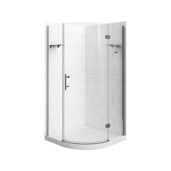 A&E Bath and Shower Risco 38'' W 75'' H Frameless Round Reversible Shower Kit Risco-38