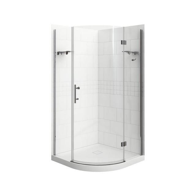 A&E Bath and Shower Risco 38'' W 75'' H Frameless Round Reversible Shower Kit Risco-38