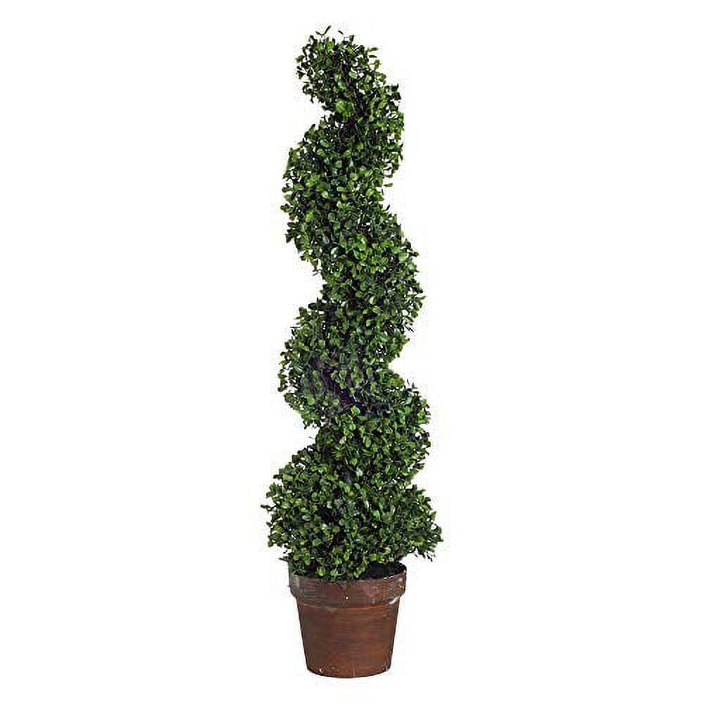 35" Potted Spiral Faux Boxwood Topiary with Lights