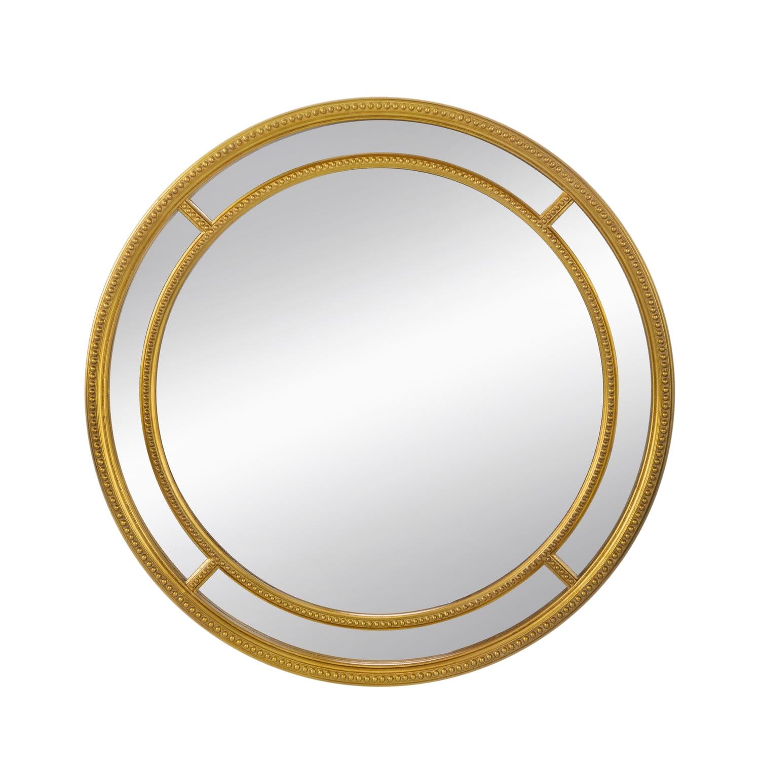 A&B Home Beaded Framed Round Wall Mirror - 35.5"Dia. x 1.5" - Gold