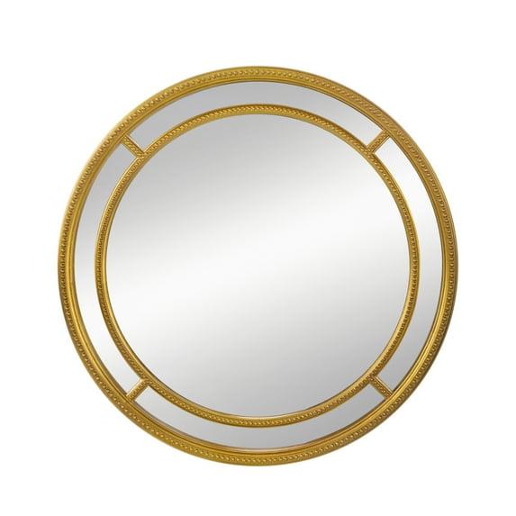 A&B Home Beaded Framed Round Wall Mirror - 35.5"Dia. x 1.5" - Gold