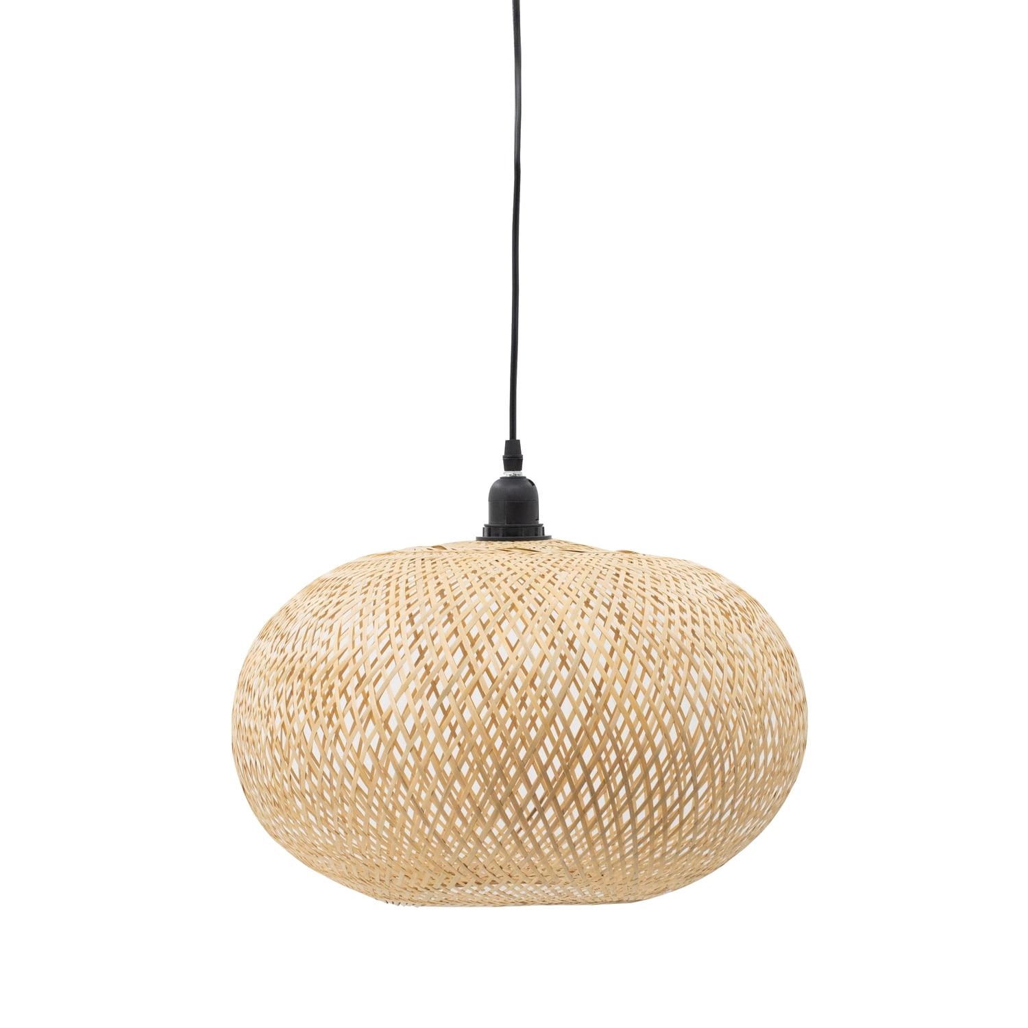 Natural Bamboo Globe Chandelier with Iron Wire