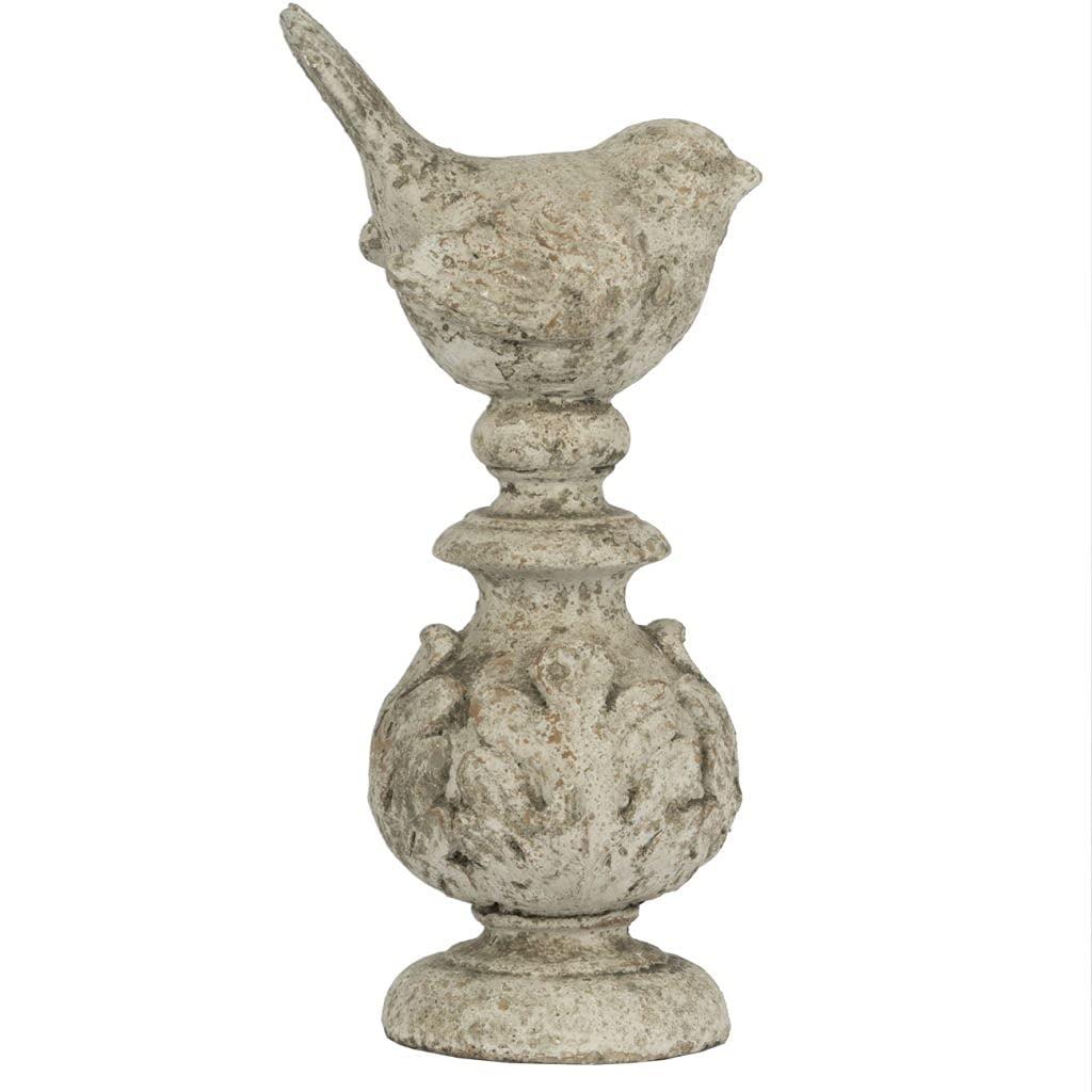 Rustic Concrete Bird Finial Accent Sculpture