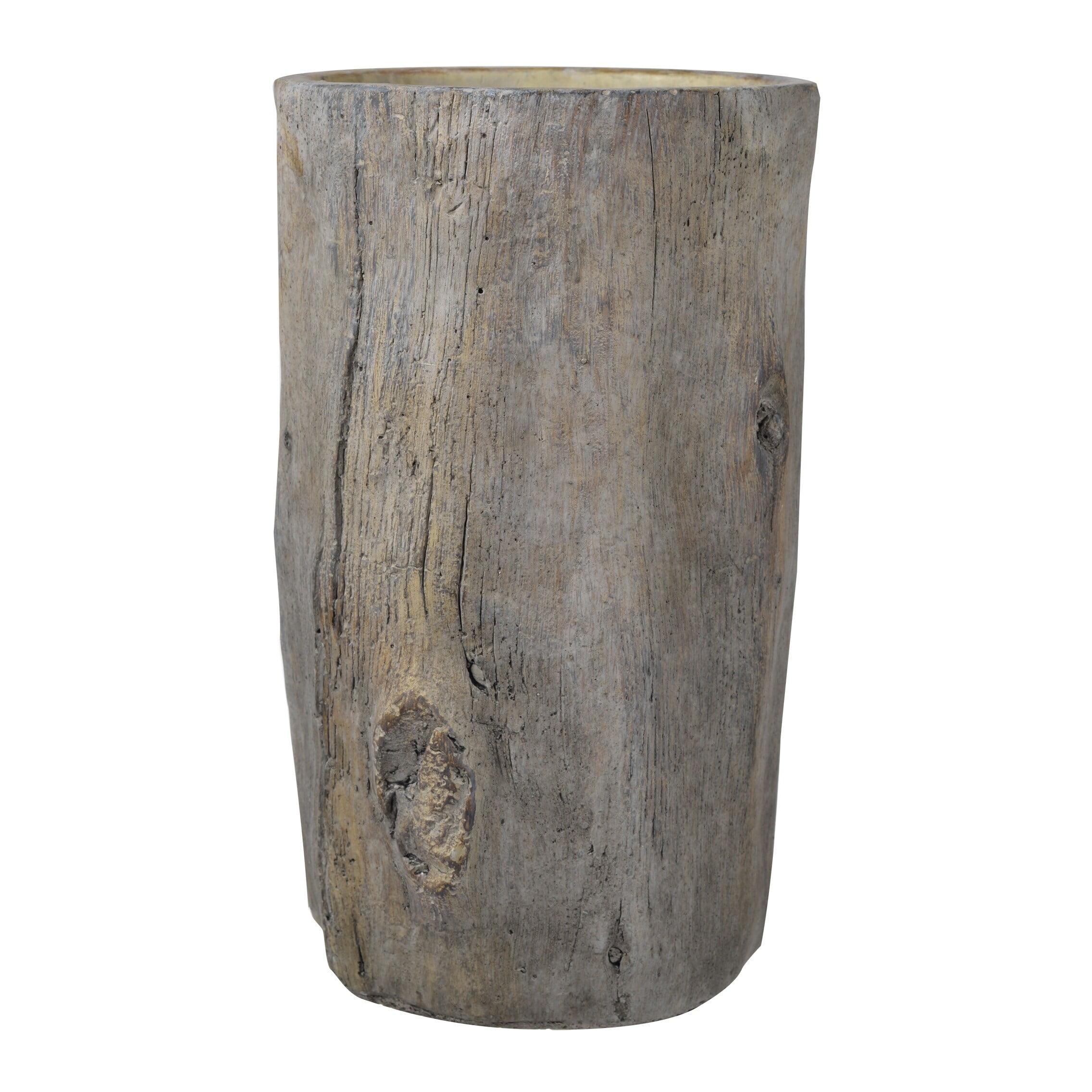 Fillmore Natural Gray Cement Log Design Planter