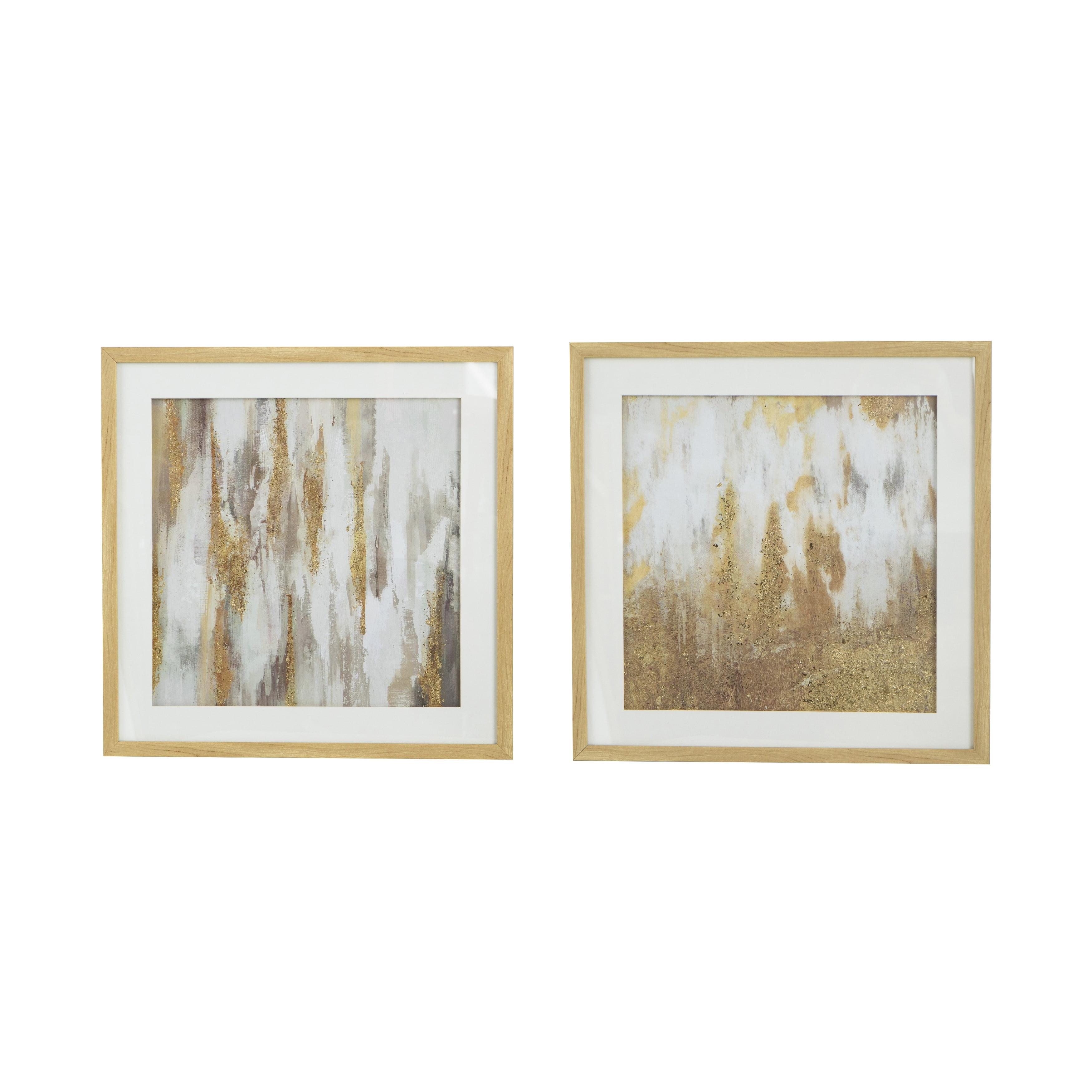 Set of 2 Framed Under Glass Arts Gold/White/Natural - A&B Home