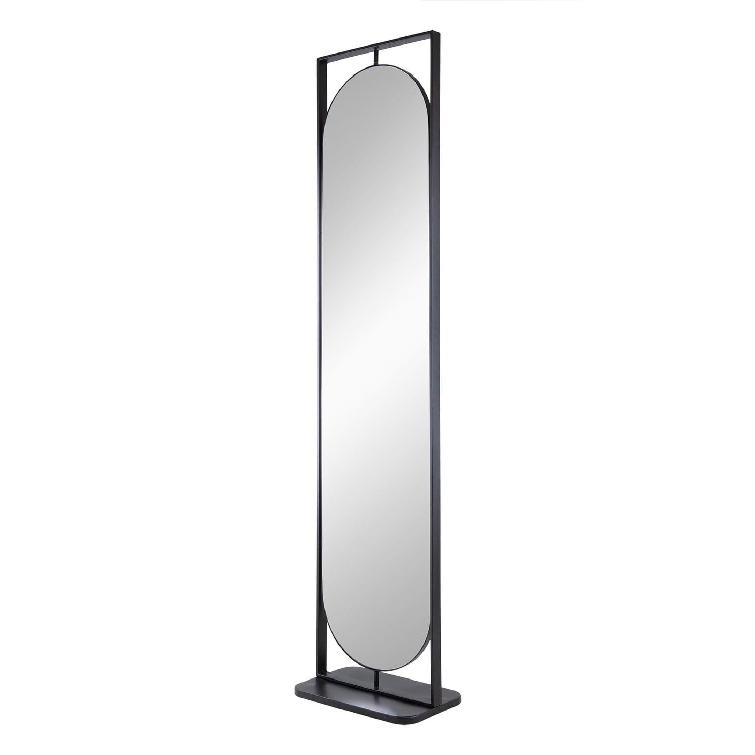 Black Oval Freestanding Full Length Mirror with Iron Frame