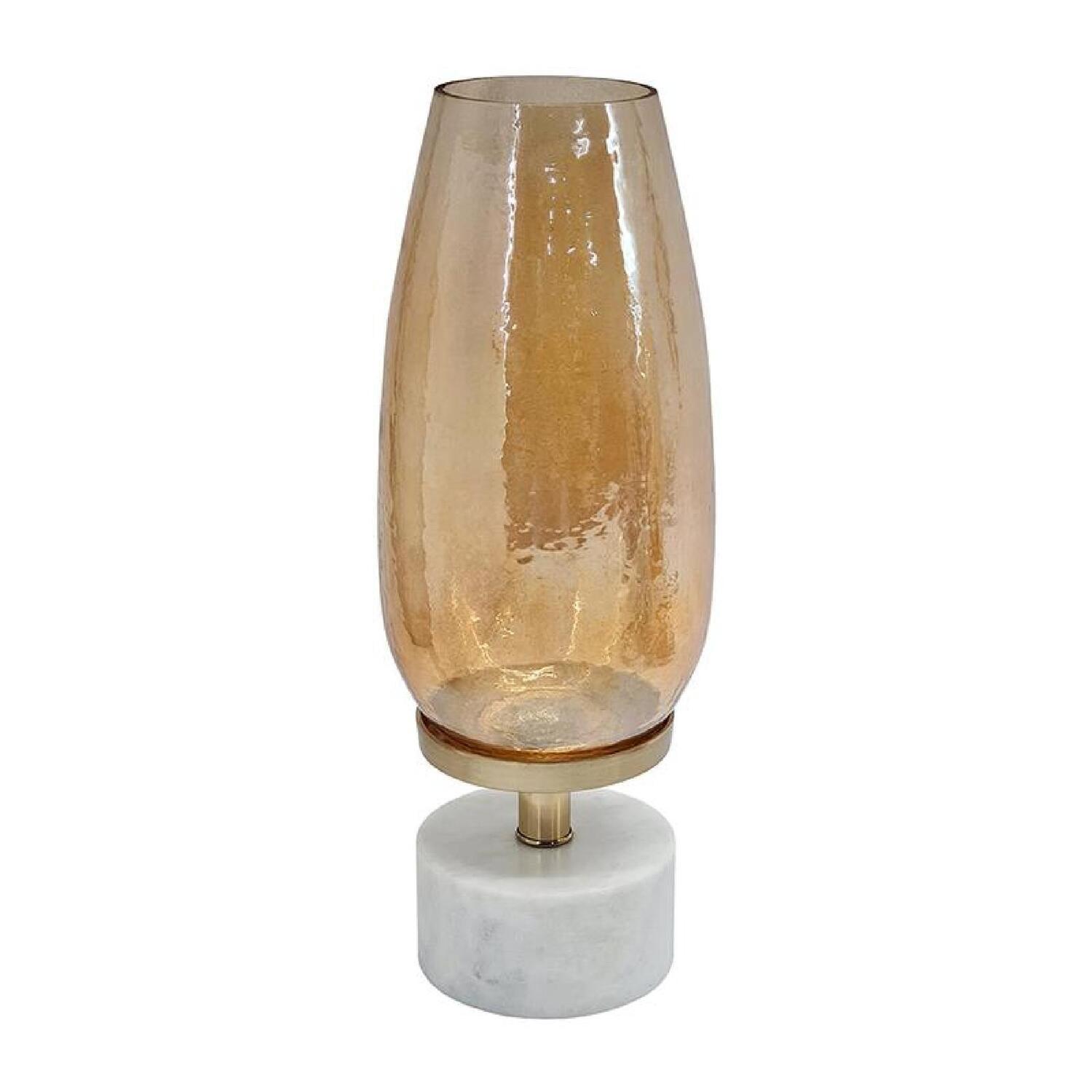 Gold Luster Glass and Marble Hurricane Lamp