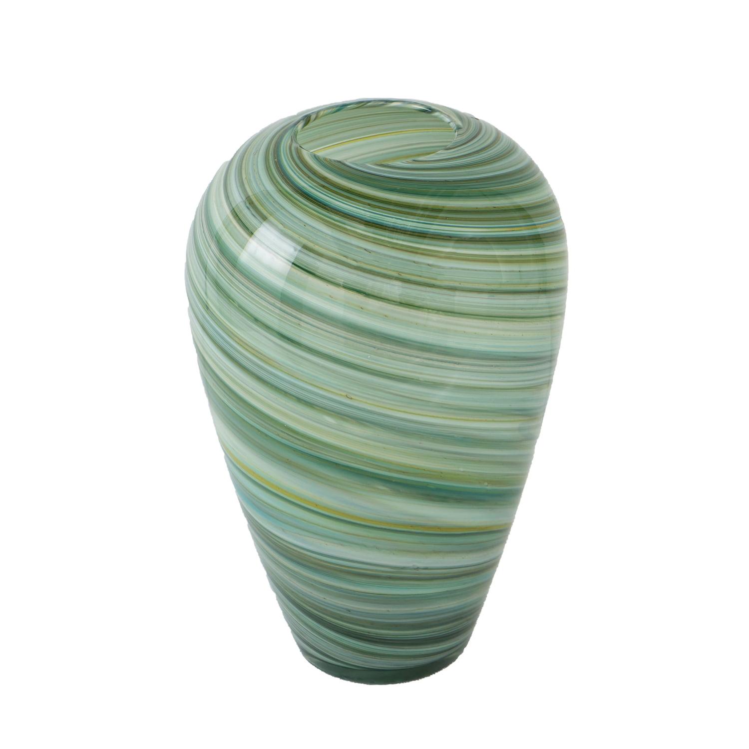 Swirl Elegance Green Glass Vase - 8" x 11.8"
