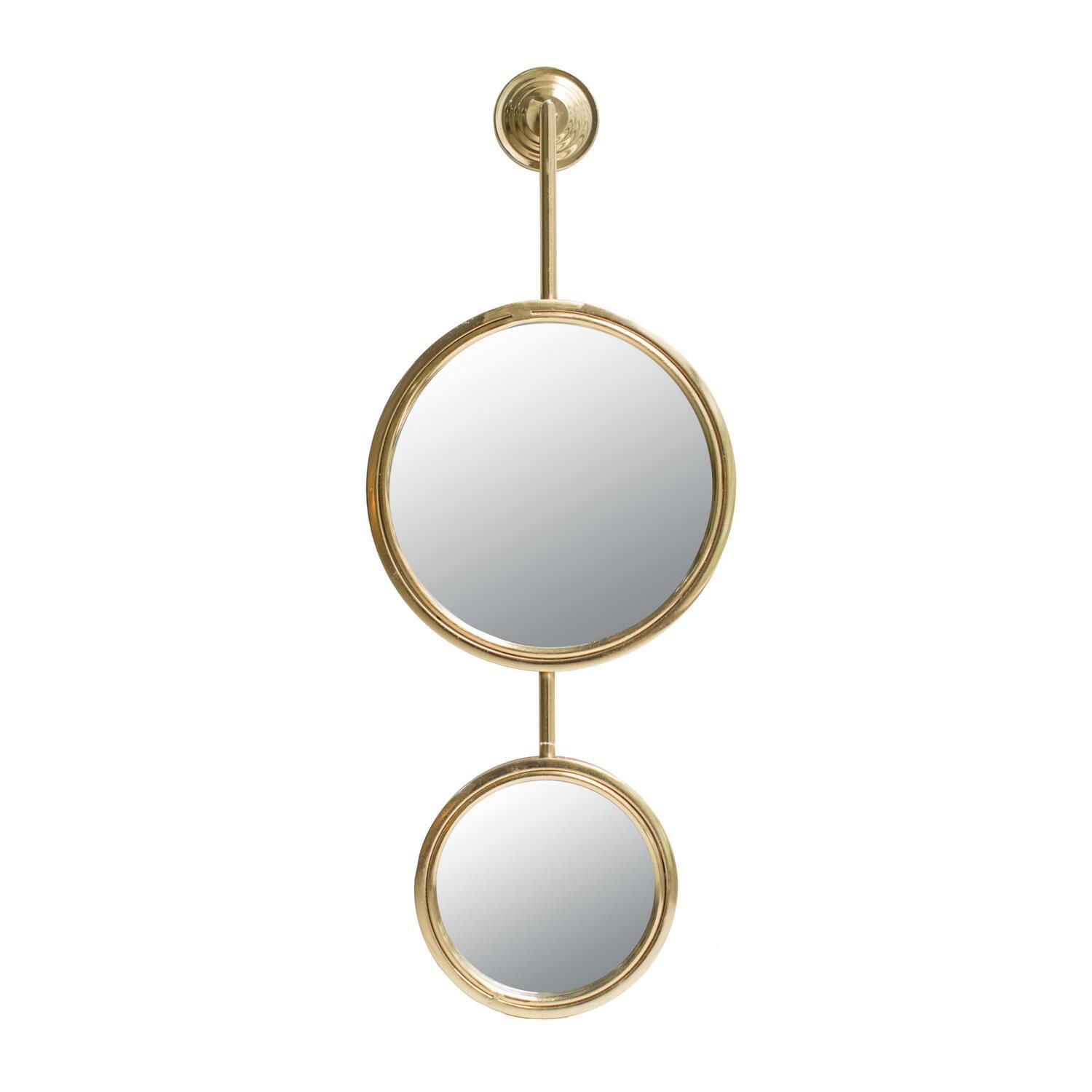 Elegant Gold Iron Dual Round Mirror with Sleek Frame