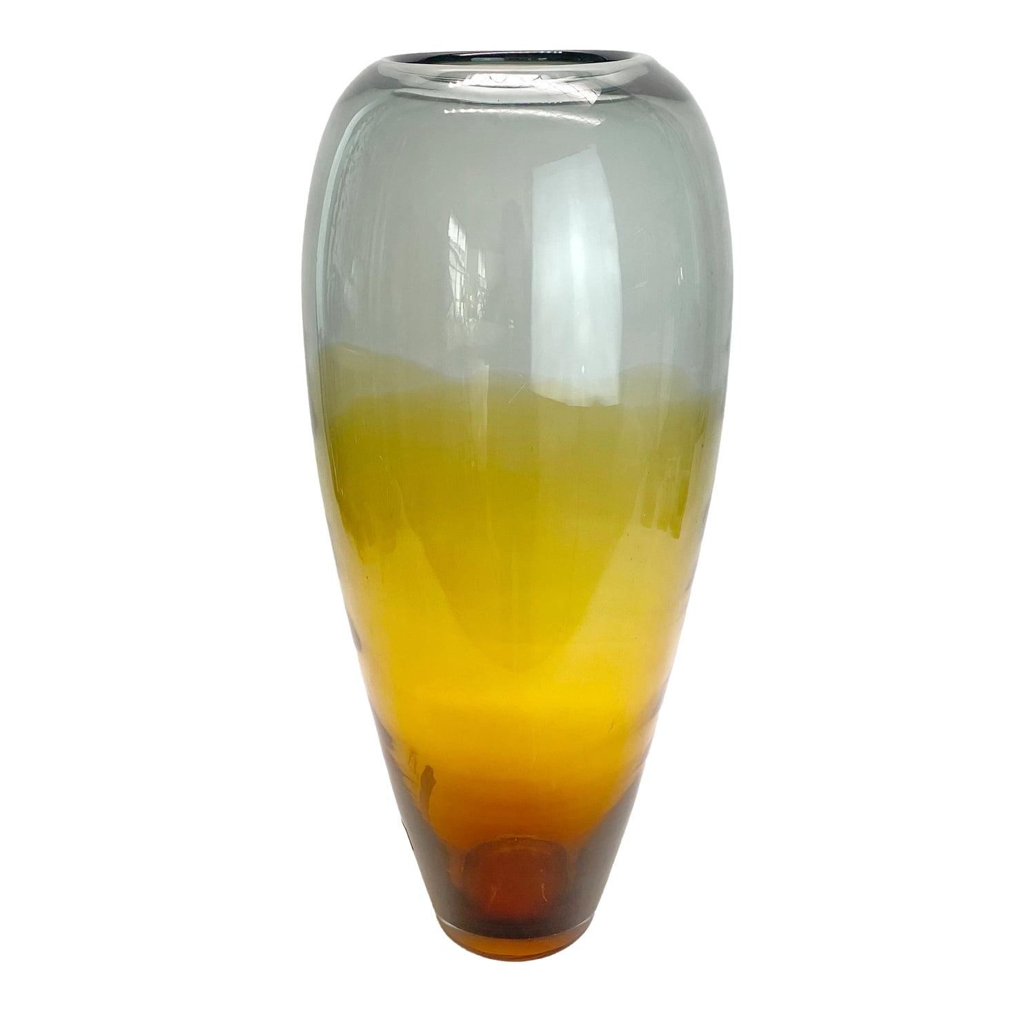 Lourdes Amber to Black Ombre Tall Glass Vase - 19.3" Height