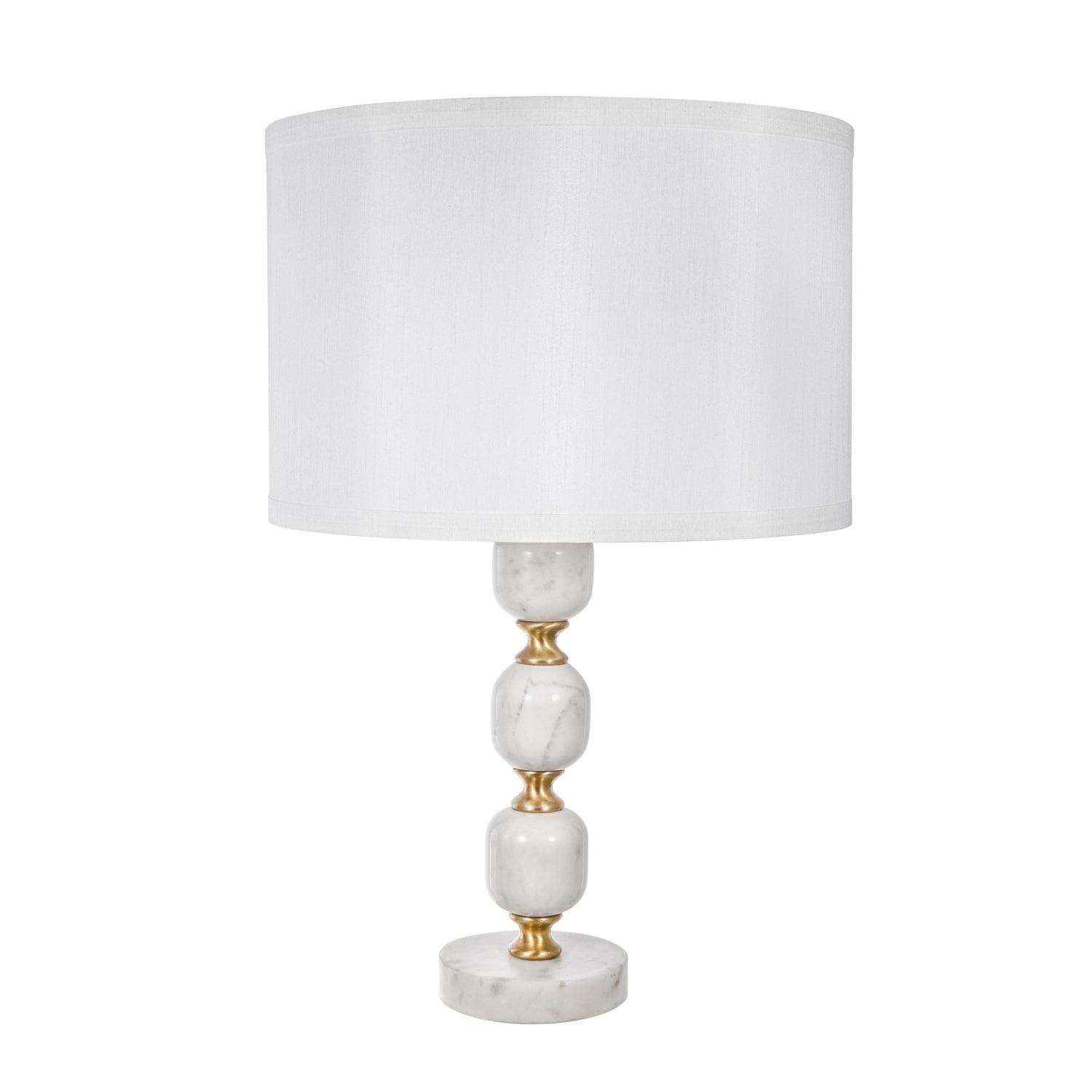 A&B Home Marble Table Lamp with Collapsible Drum Shade - 15"Dia. x 25.5"H - Gold/Natural/White