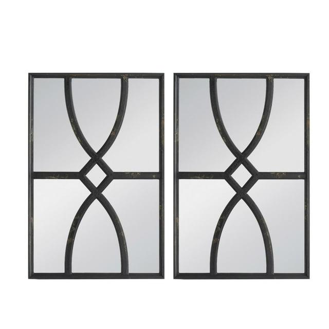 A&B Home Rectangular Carved Set Of 2 Wall Mirror With Antique Black