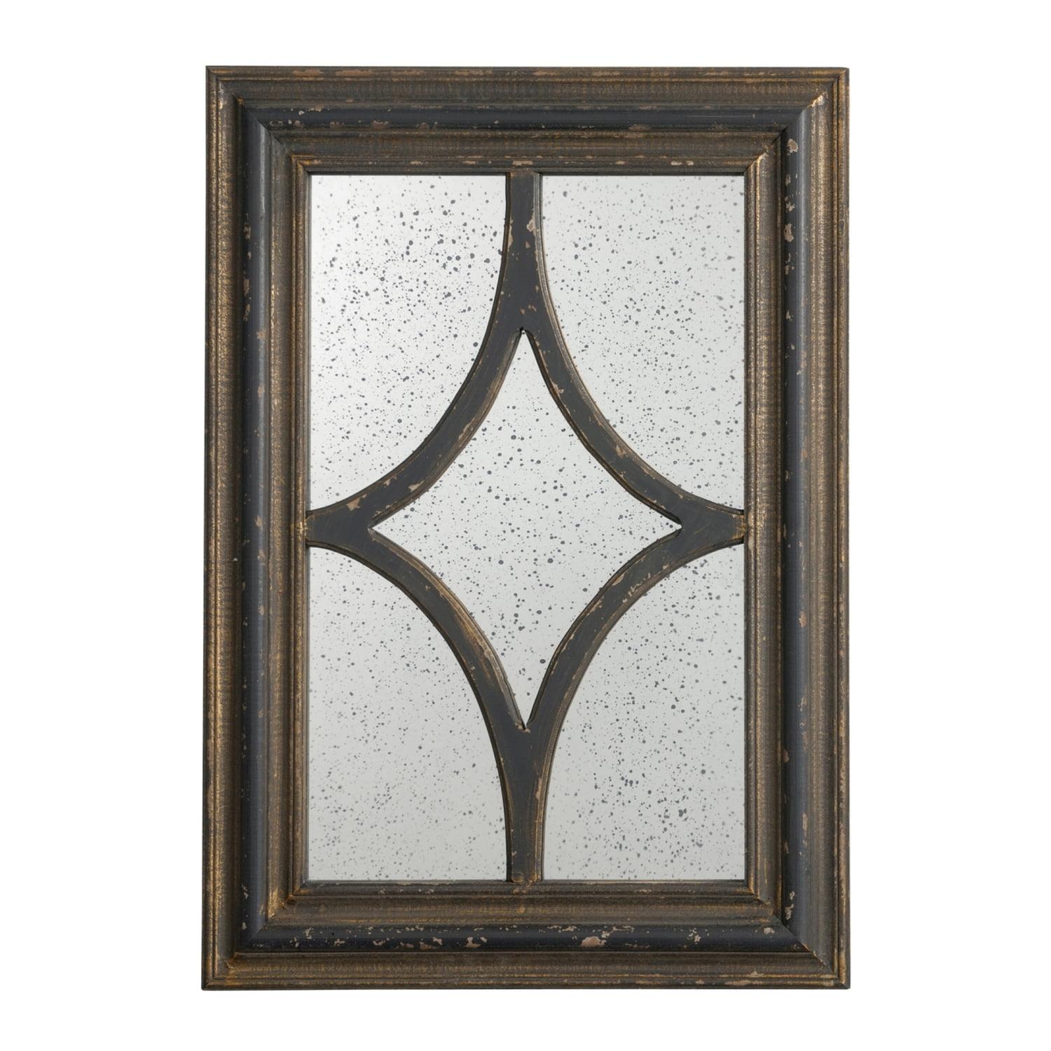 Antiqued Black Rectangular MDF Wall Mirror 20" x 27.5"