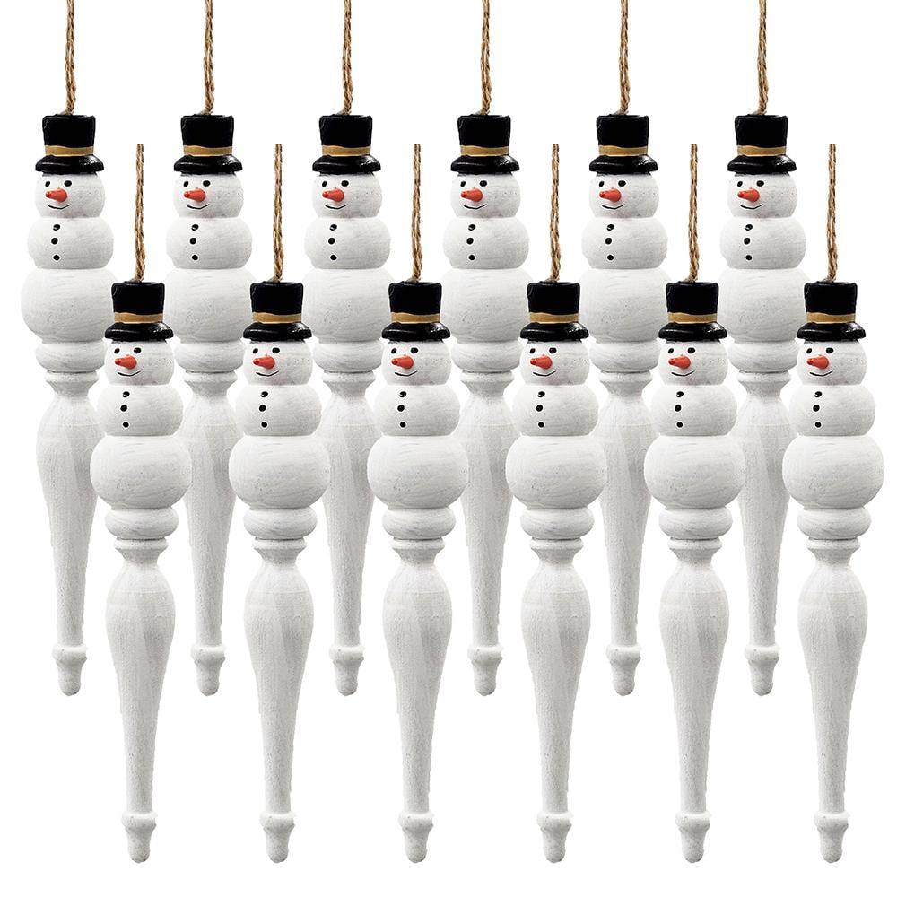 Snowman Icicle Ornament  Set of 12  1.5" x 1.5" x 7''  White/Black (Set of 12)