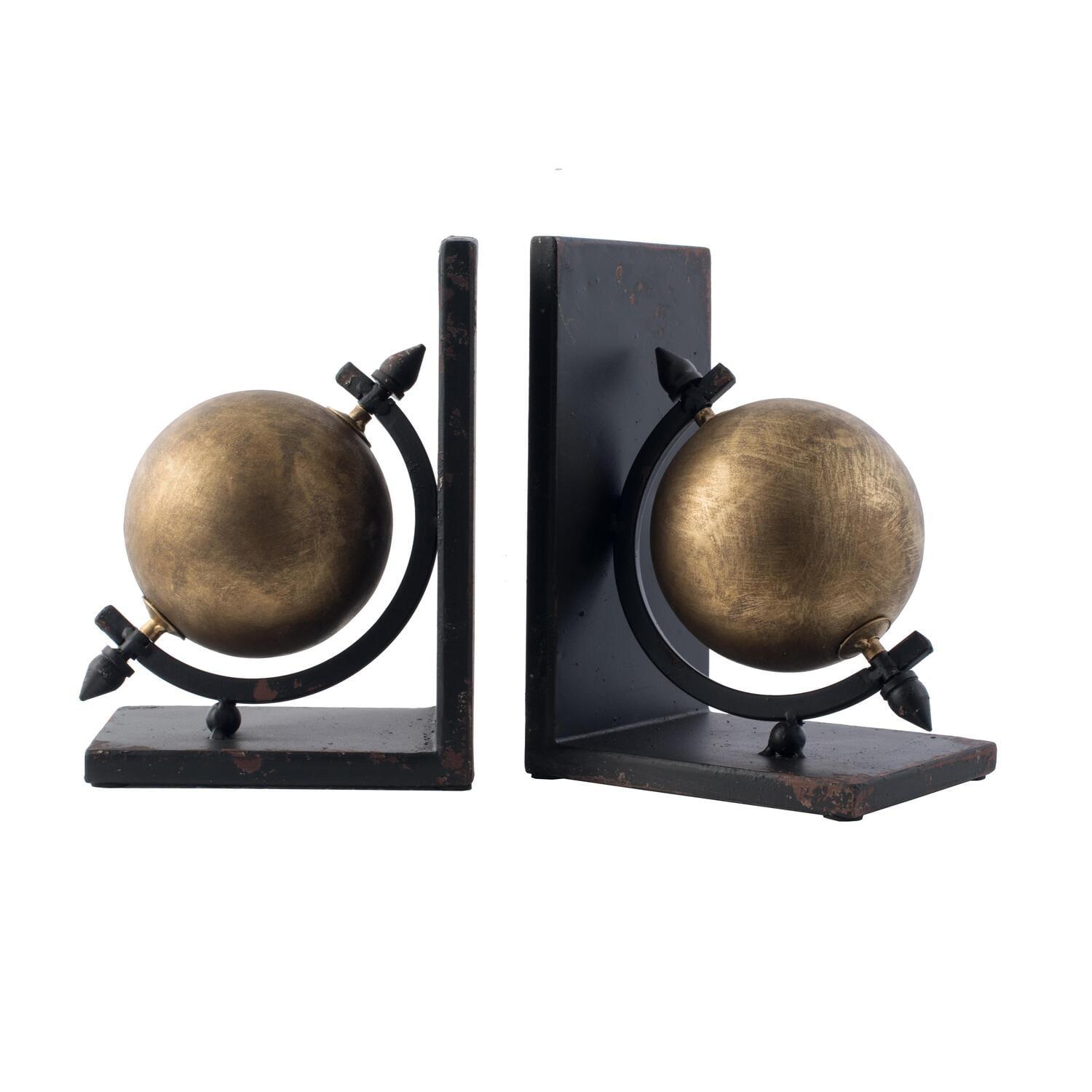 A&B Home Sphere Iron Bookends - Gold, Black