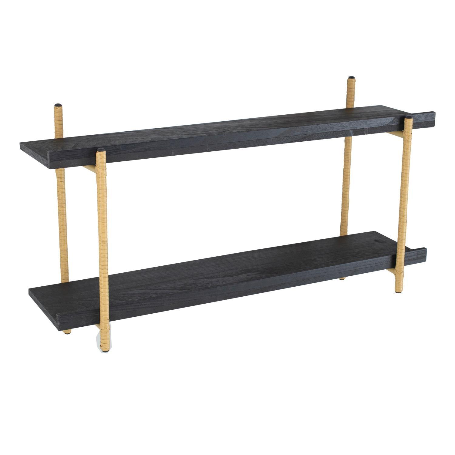 A&B Home Two Tiers Shelf - 36" x 10" x 20.5" - Black