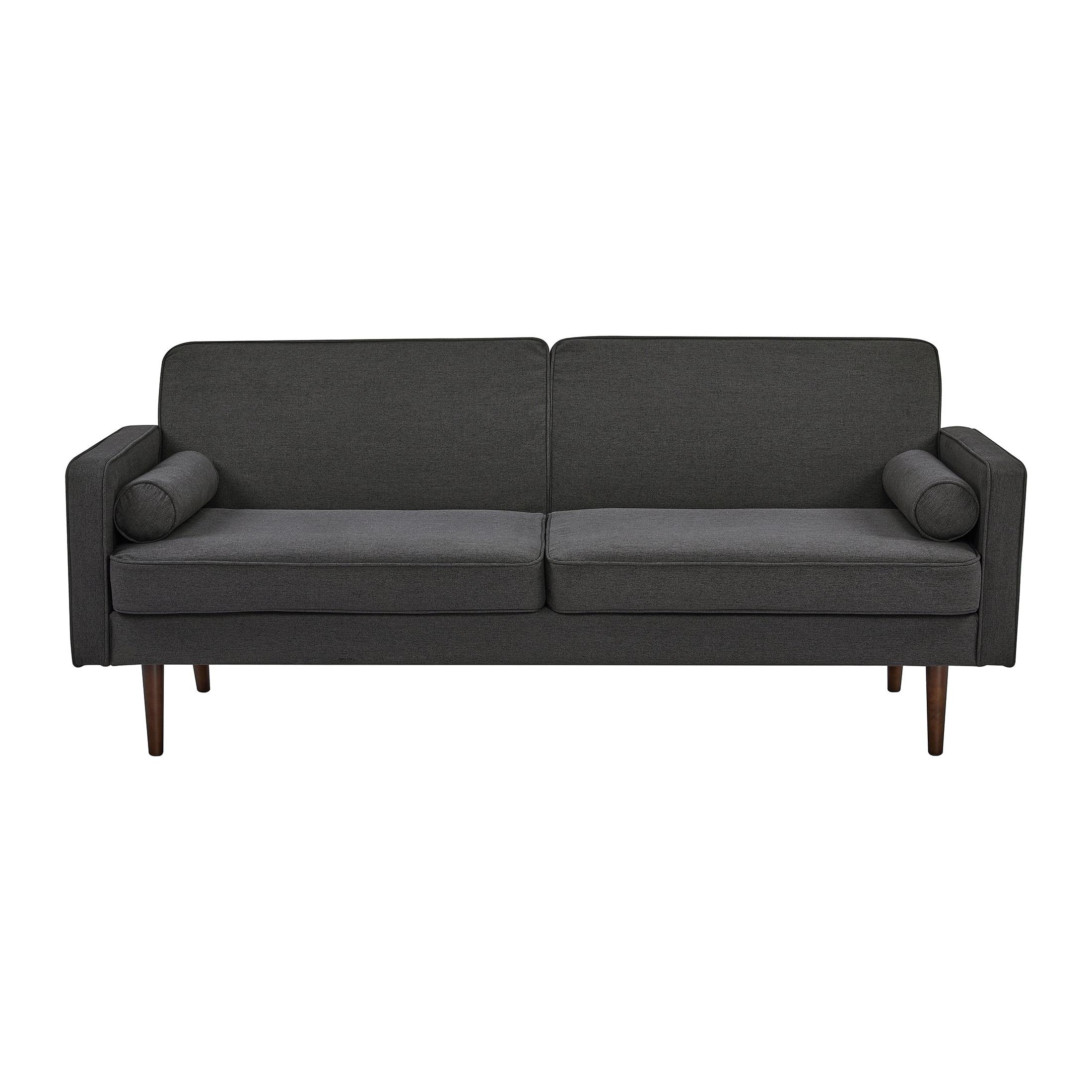 Twin Charcoal Fabric Reclining Sleeper Sofa with Removable Cushions