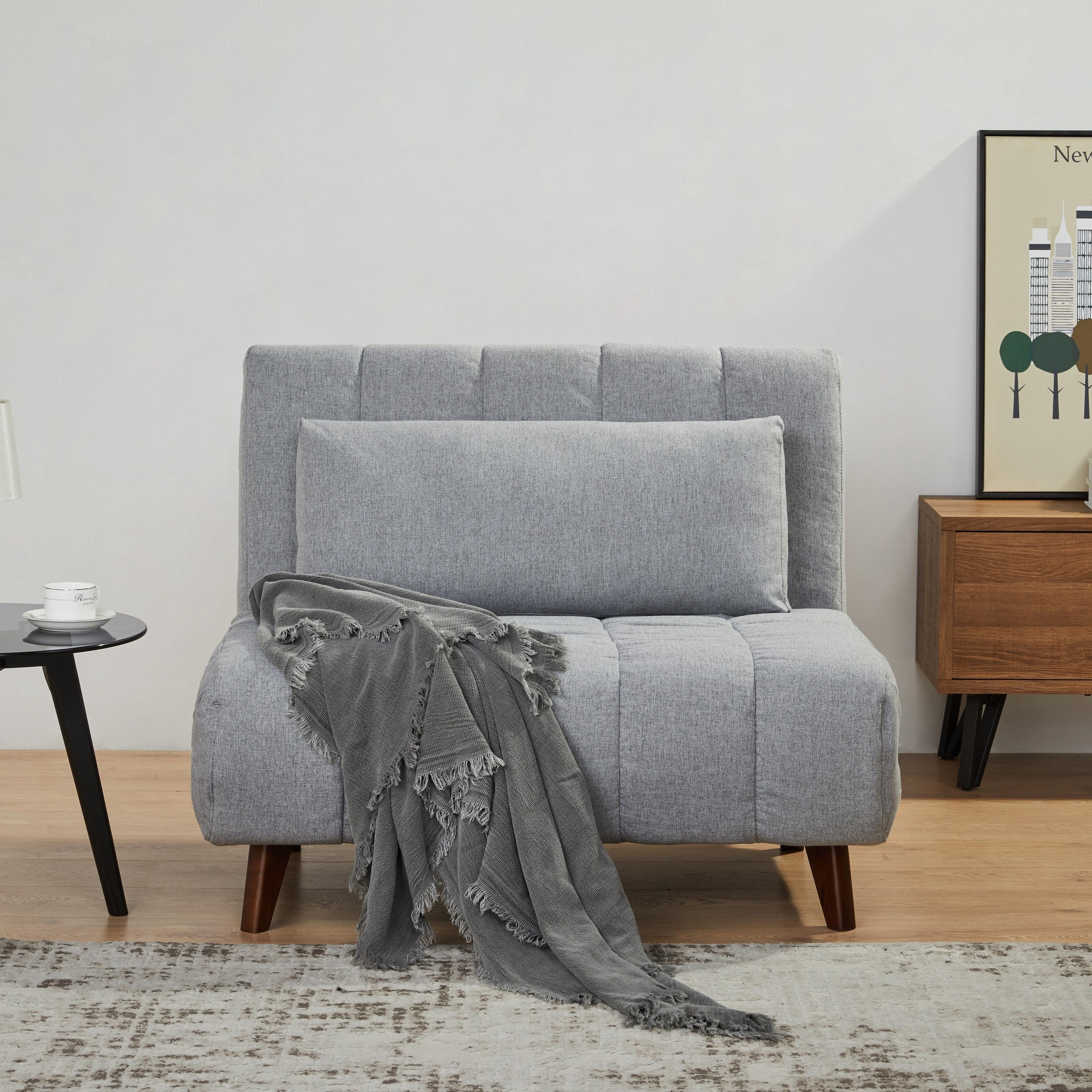 A&D Home Springfield Polyester Convertible Futon Chair, Light Gray