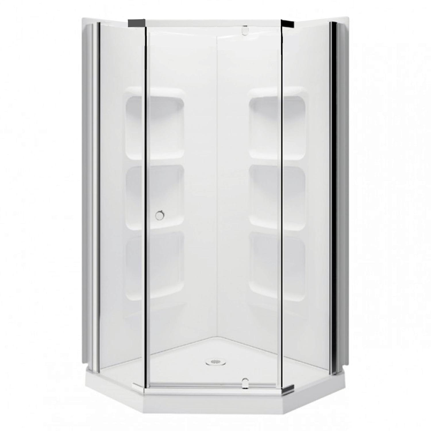 40'' W 75'' H Semi-Frameless Neo-angle Reversible Shower Kit