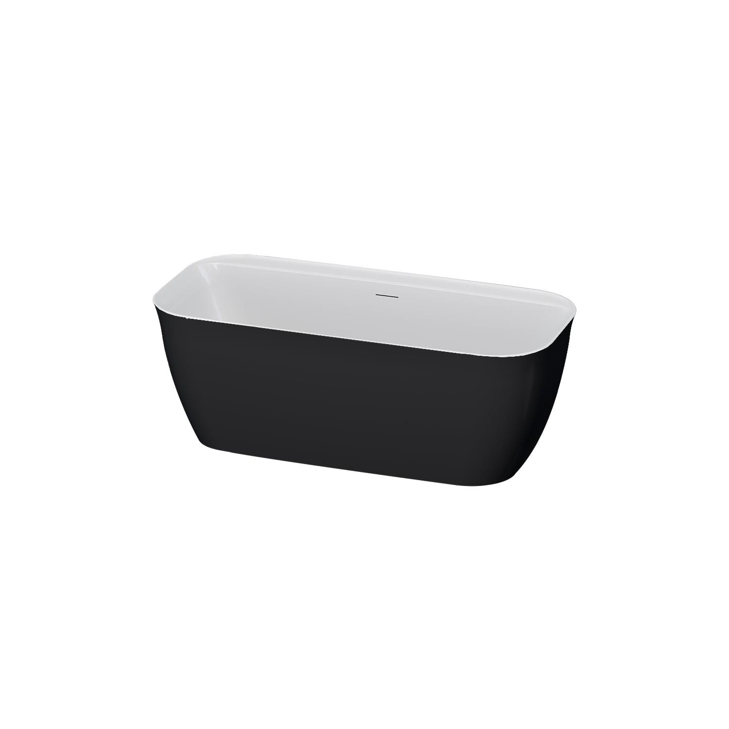 Panya 63'' Black and White Freestanding Acrylic Soaking Bathtub