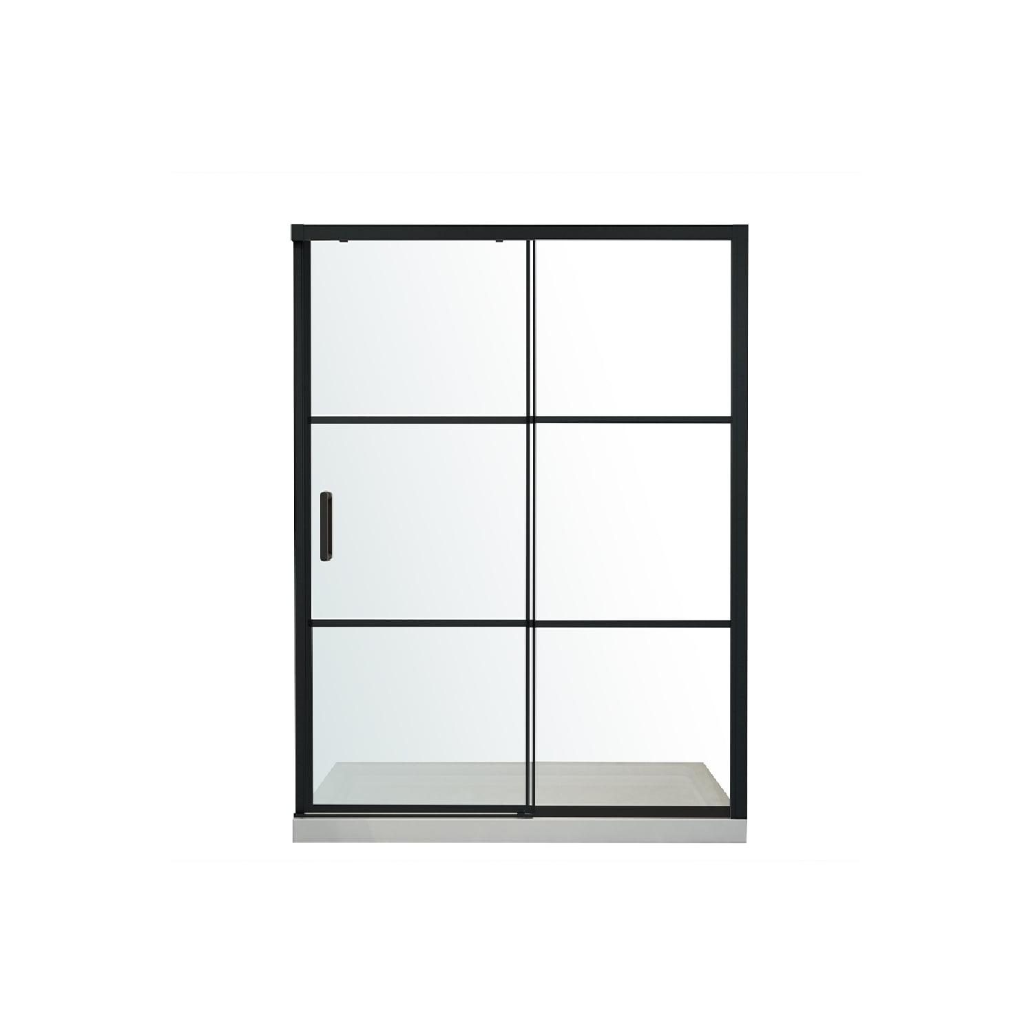 60'' Matte Black Framed Rectangular Sliding Shower Enclosure