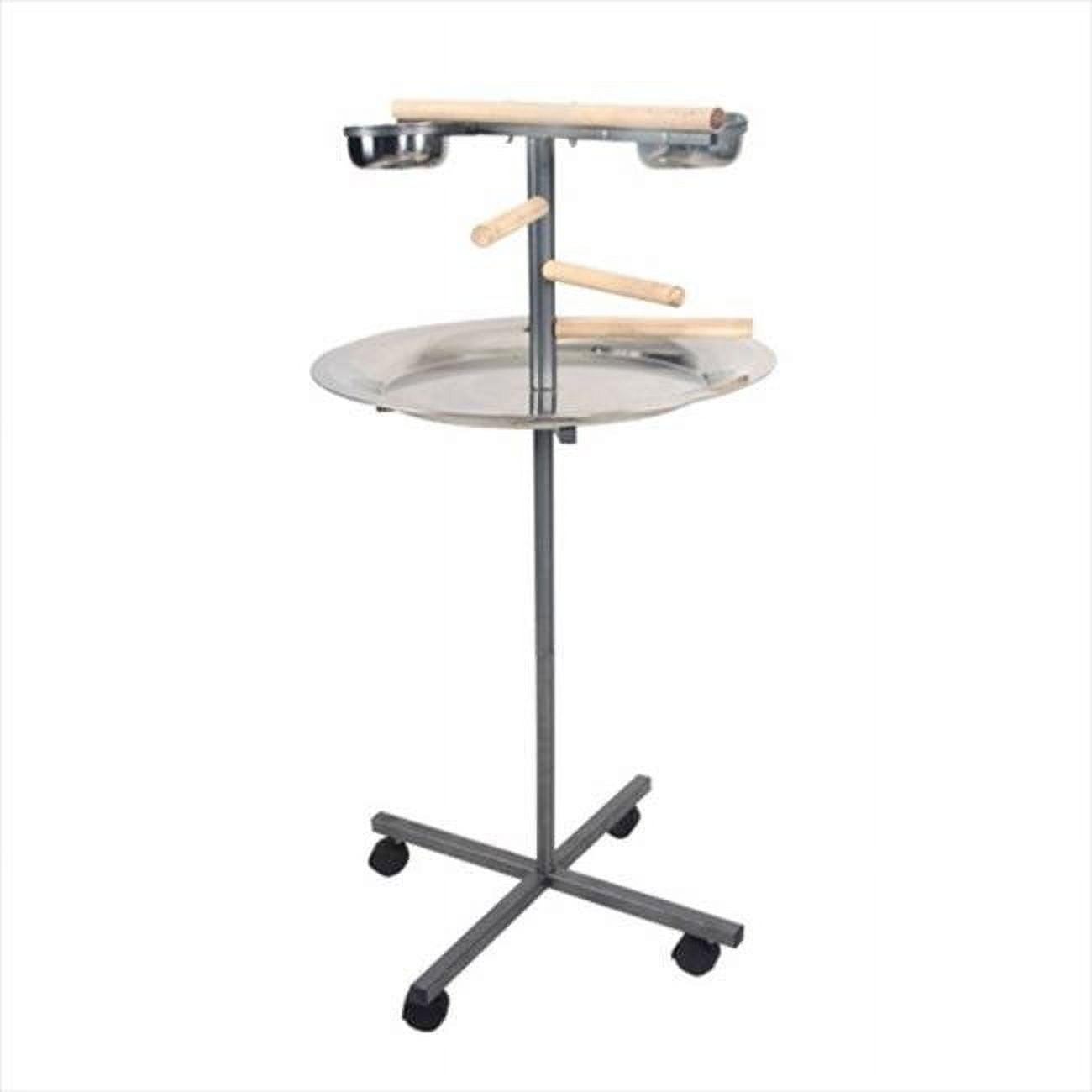 Platinum Round Bird Play Stand with Wooden Perches