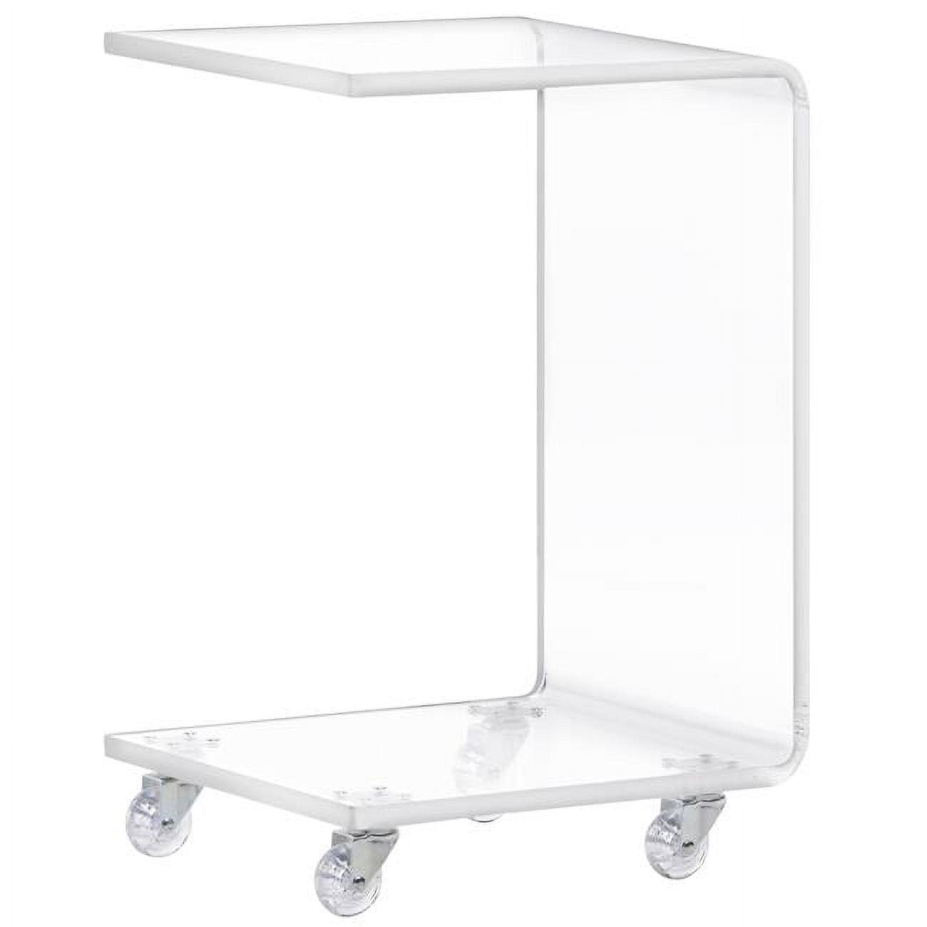 Clear Acrylic Rectangular Chairside Table with Casters