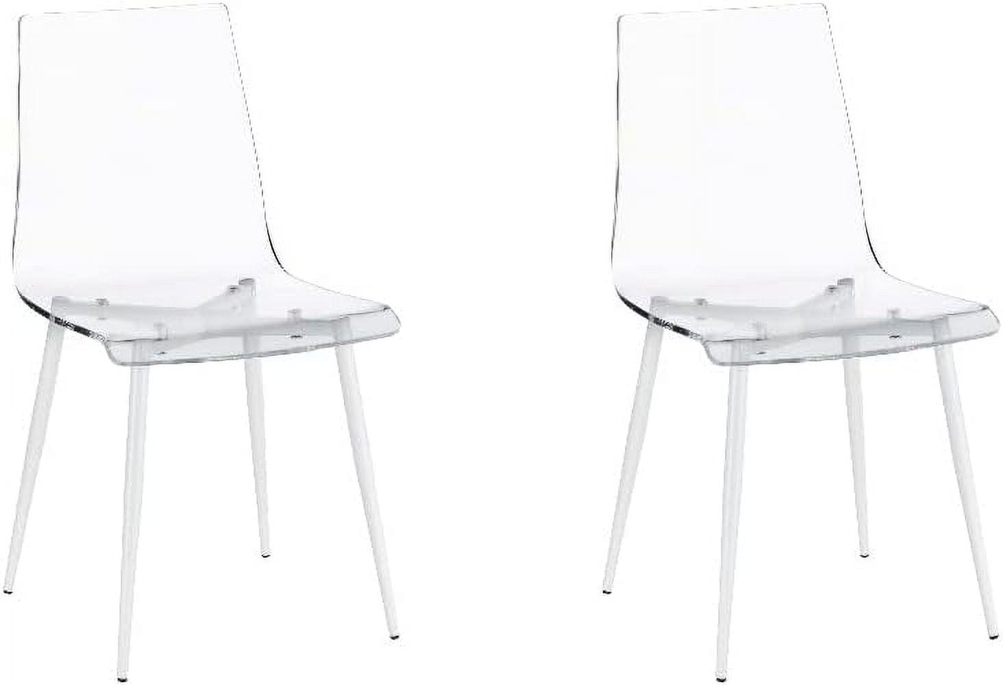 Sleek Transparent Acrylic Side Chair with White Metal Base