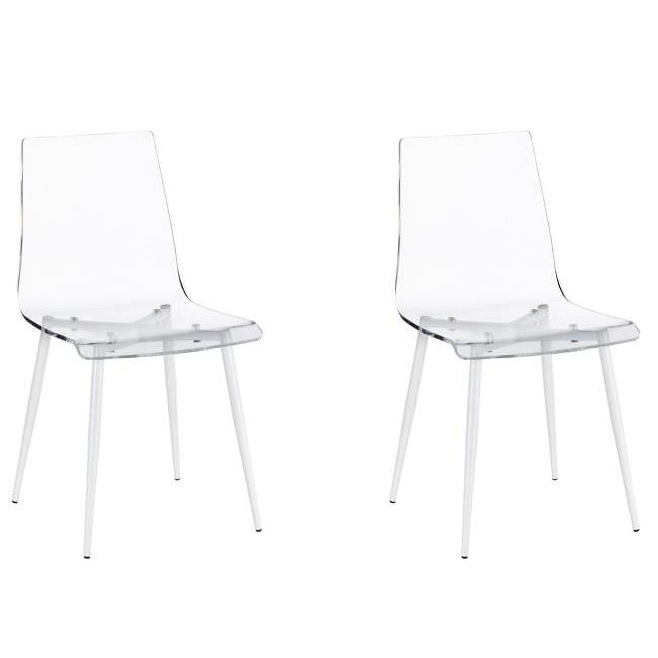 Sleek Transparent Acrylic Side Chair with White Metal Base