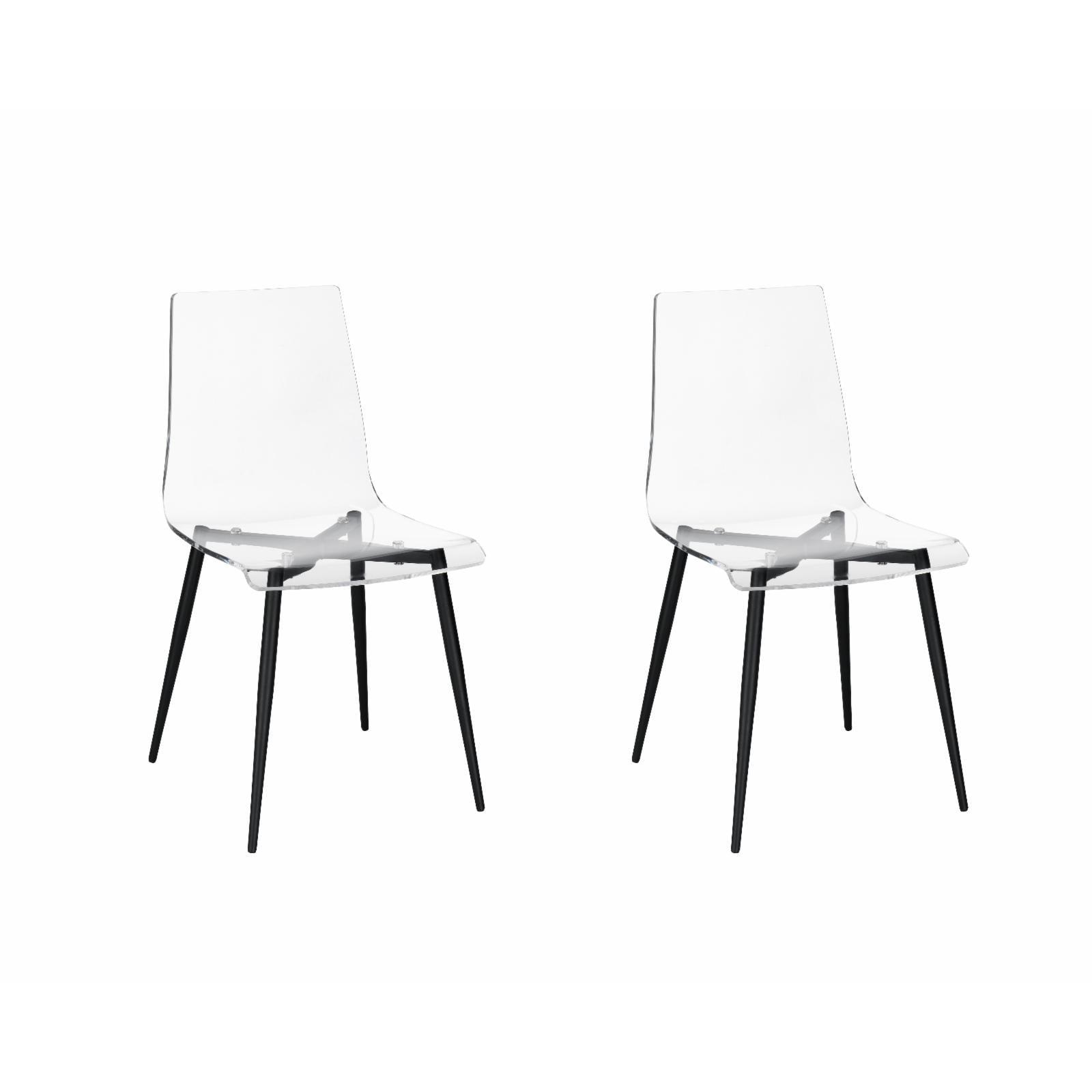 Sleek Transparent Acrylic Side Chair with Black Metal Base