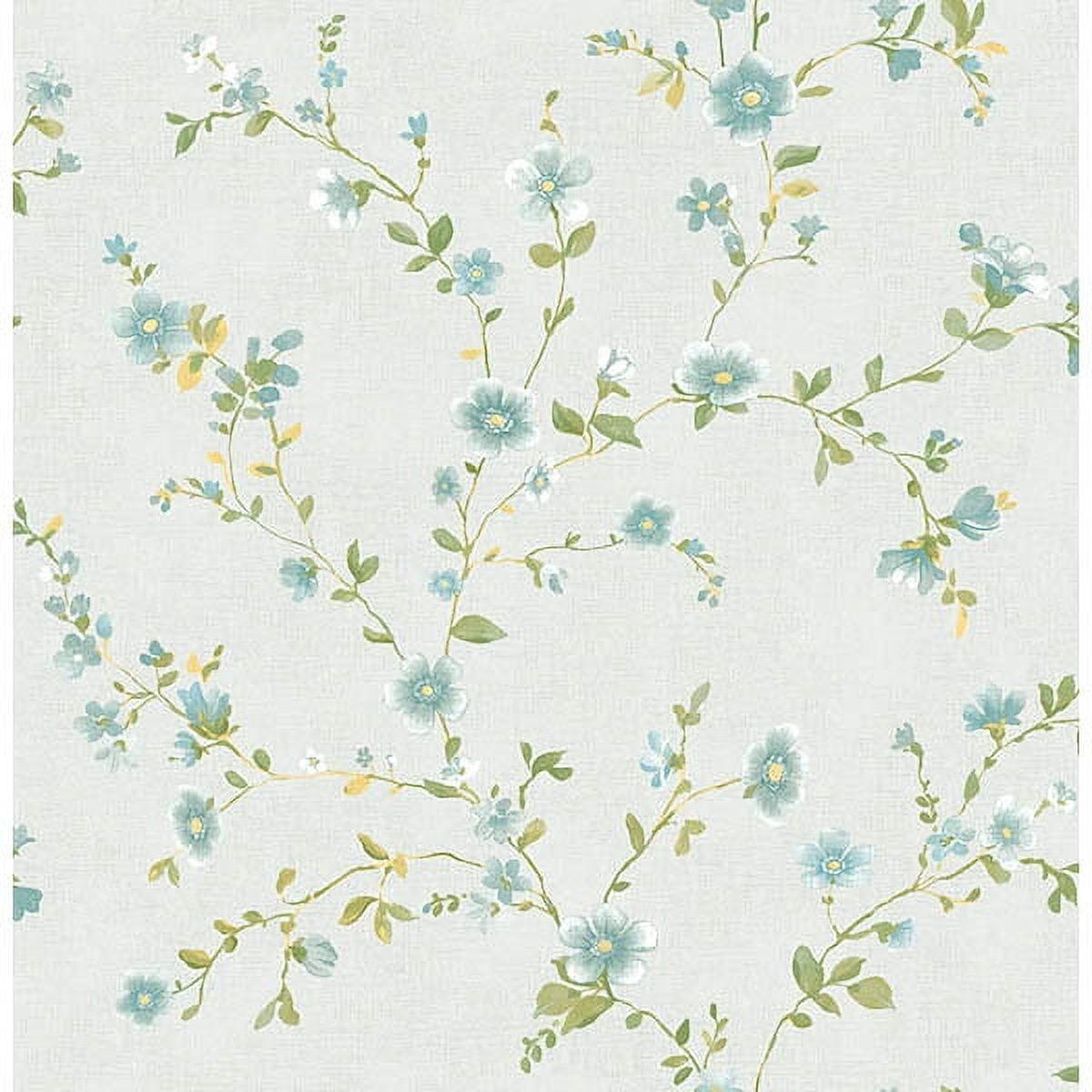 Light Blue Floral Removable Washable Wallpaper