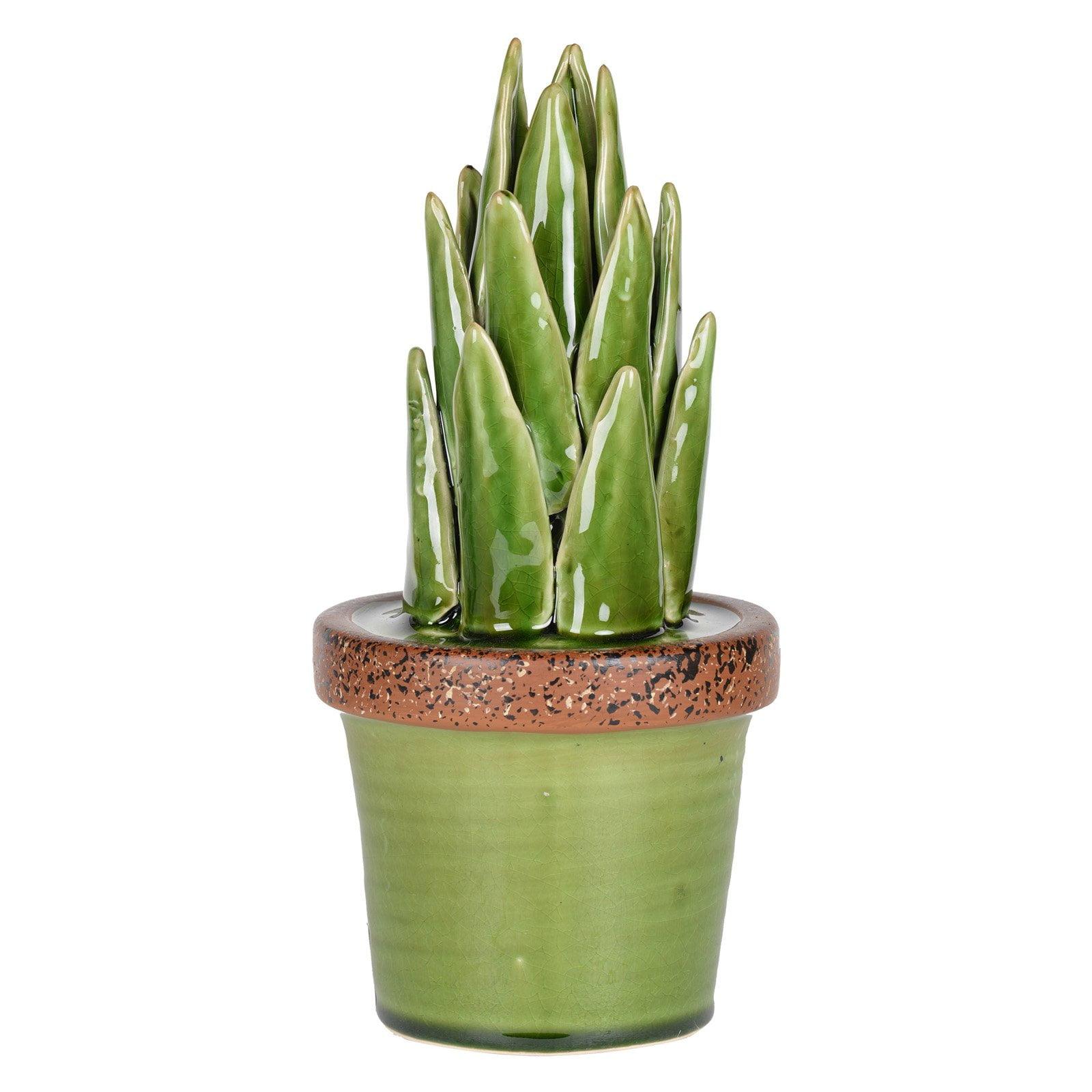 Green and Brown Ceramic Succulent Plant Sculpture