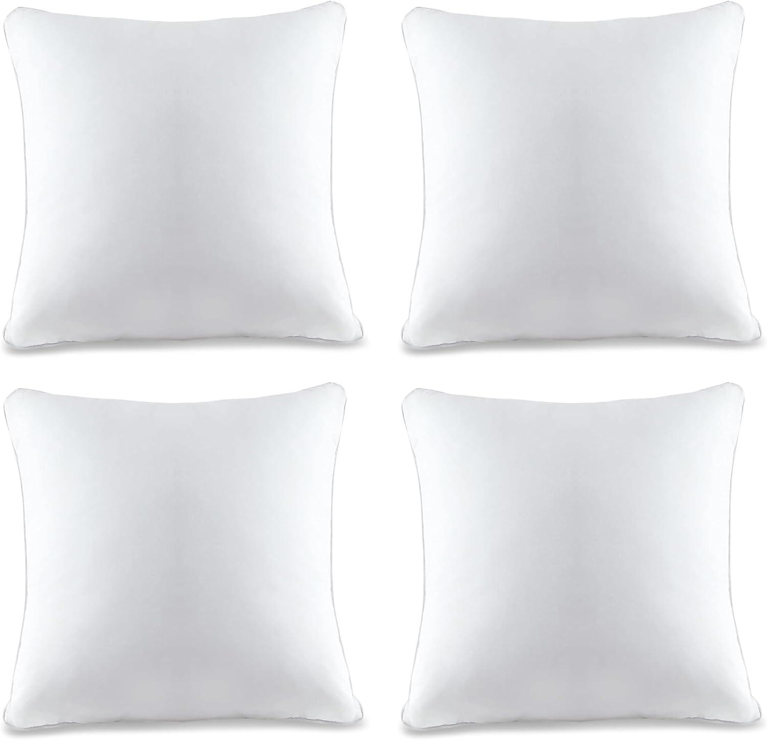 A1 Home Collections Pilow Pack of 4 Down Alternative Throw Pillow Inserts, 18x18 Inch, White 4 Count