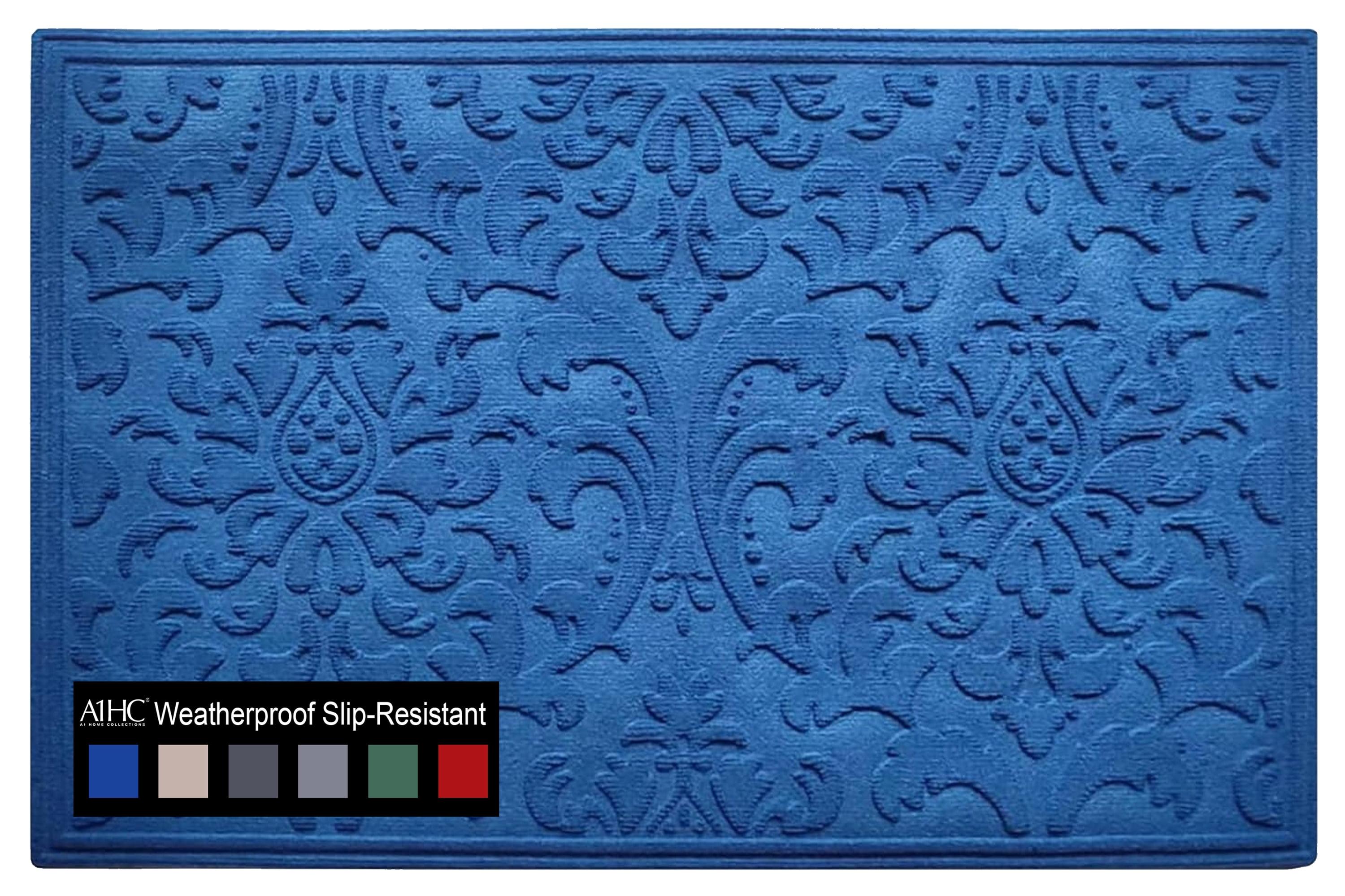 A1HC Indoor Outdoor Mat, Front and Back Entrance Welcome Mats, Large Front Door Patio Mats 24x36 Inches, Non-Slip Easy Clean Entrance Washable Large Size Doormats, Blue