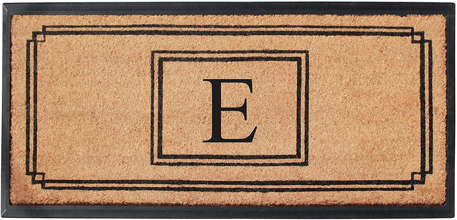 Personalized Black and Beige Coir Outdoor Doormat