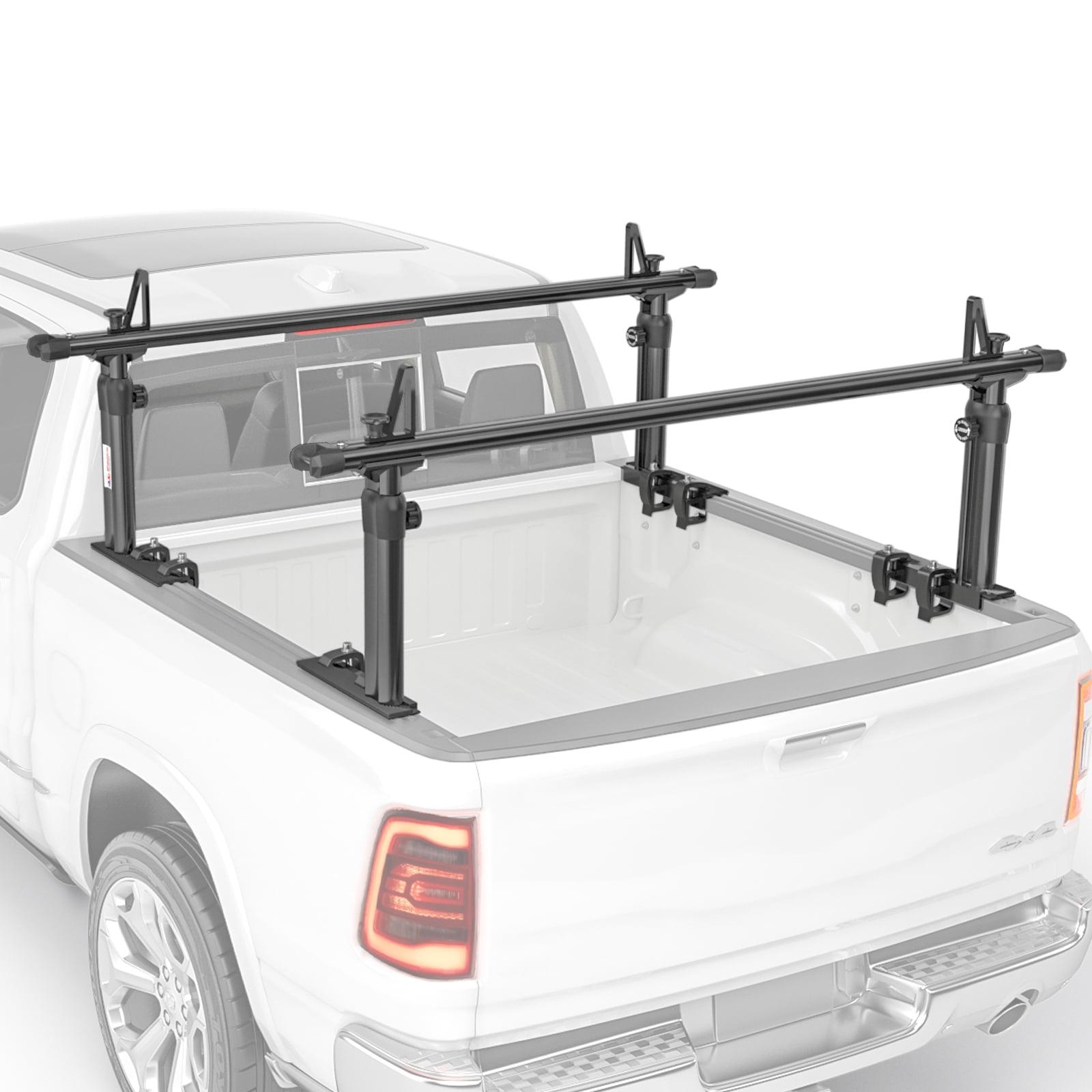 AA-Racks Model APX2501 75" Full-Size Pickup Truck Ladder Racks Low-Profile Height-Adjustable Utility Aluminum Truck Bed Rack with Load Stops-Black