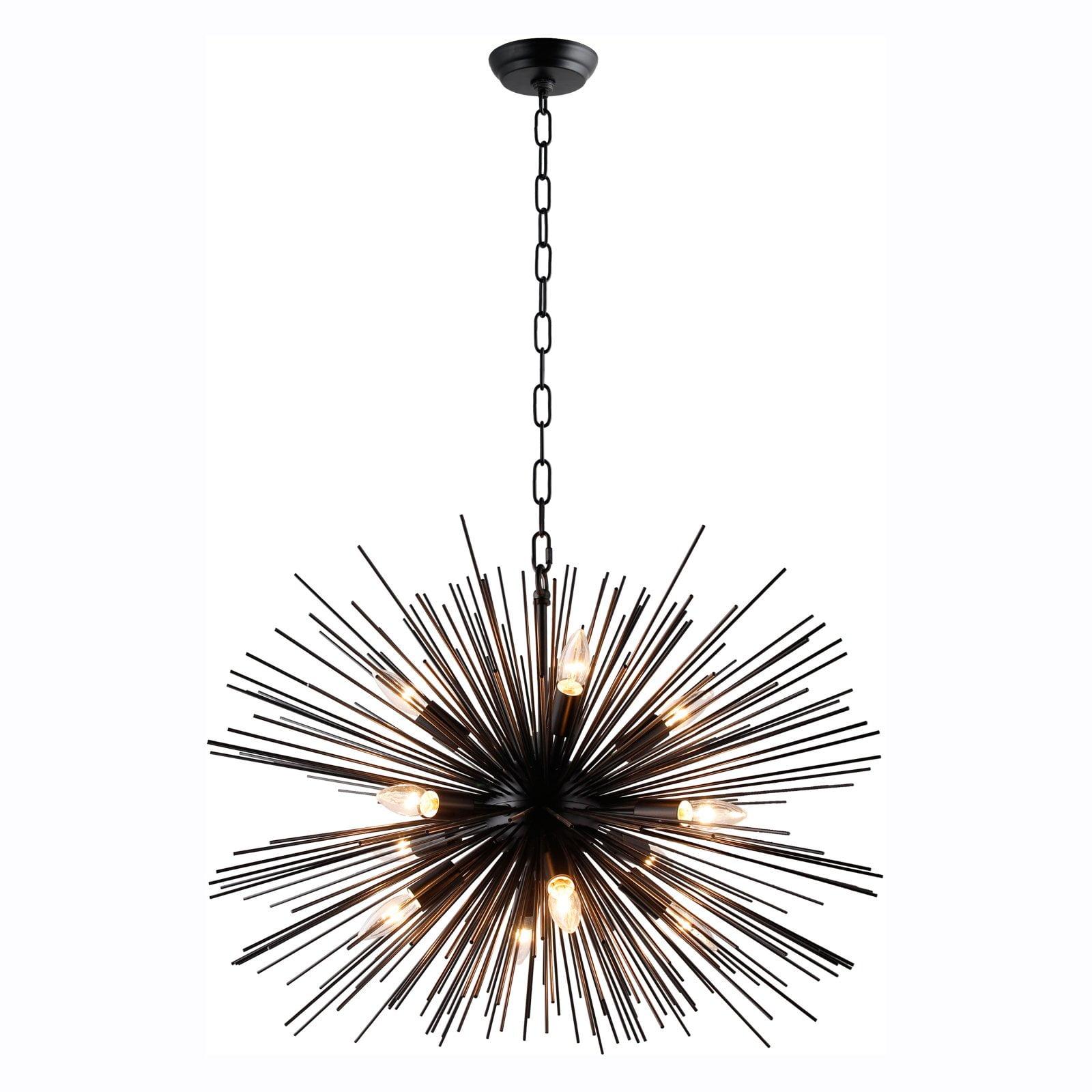 Black 24" Sputnik Starburst Chandelier with 12 Lights