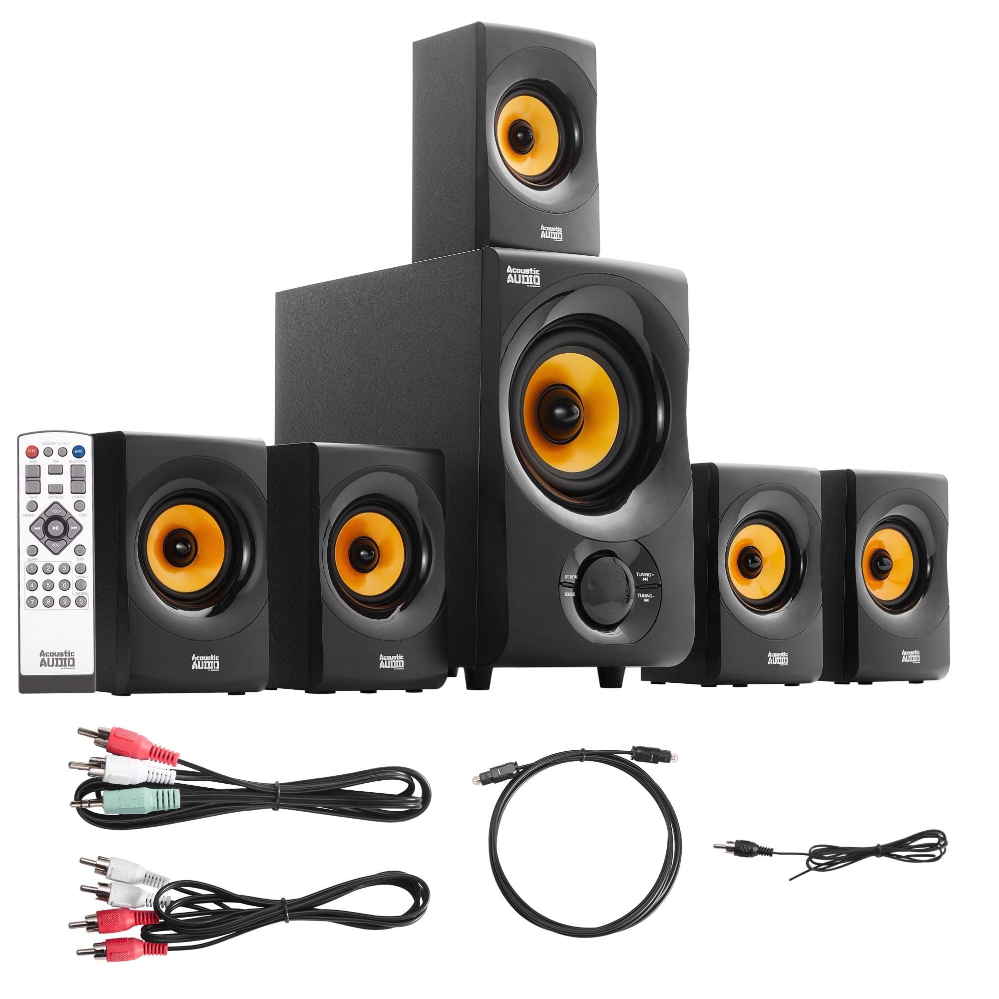 Acoustic Audio 5.1 Channel Black Bluetooth Speaker System with Subwoofer