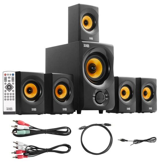 Acoustic Audio 5.1 Channel Black Bluetooth Speaker System with Subwoofer