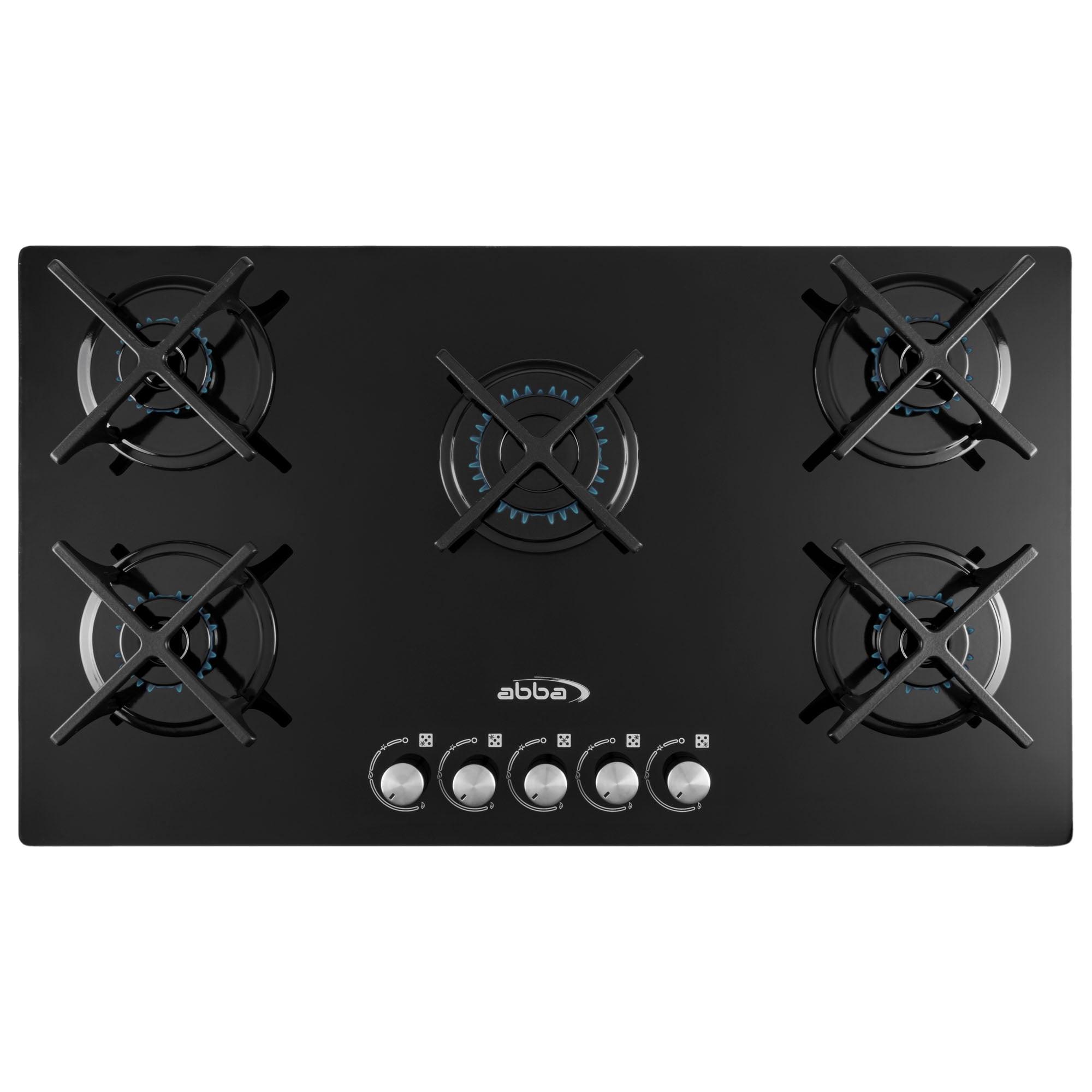 30" Black Ceramic Gas Cooktop with 5 Burners and X Grates