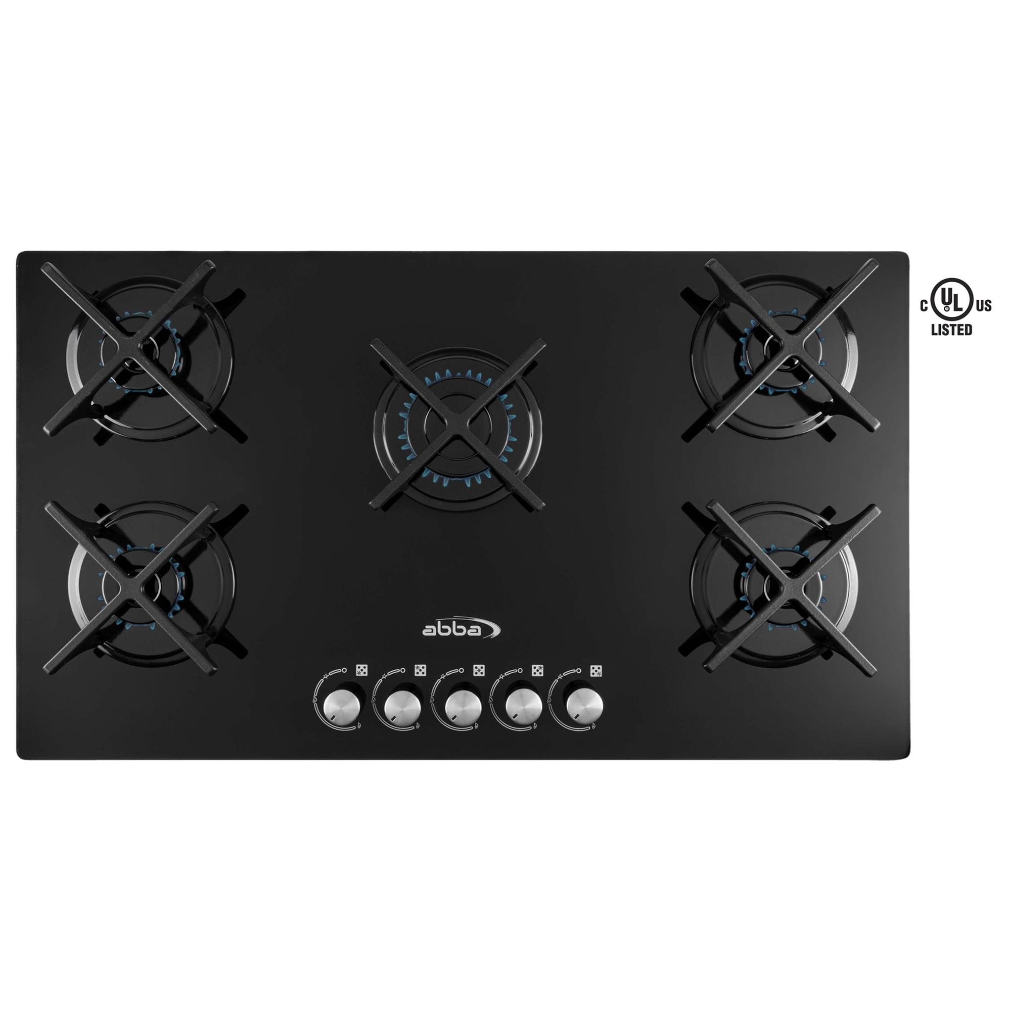 30" Black Ceramic Gas Cooktop with 5 Burners and X Grates