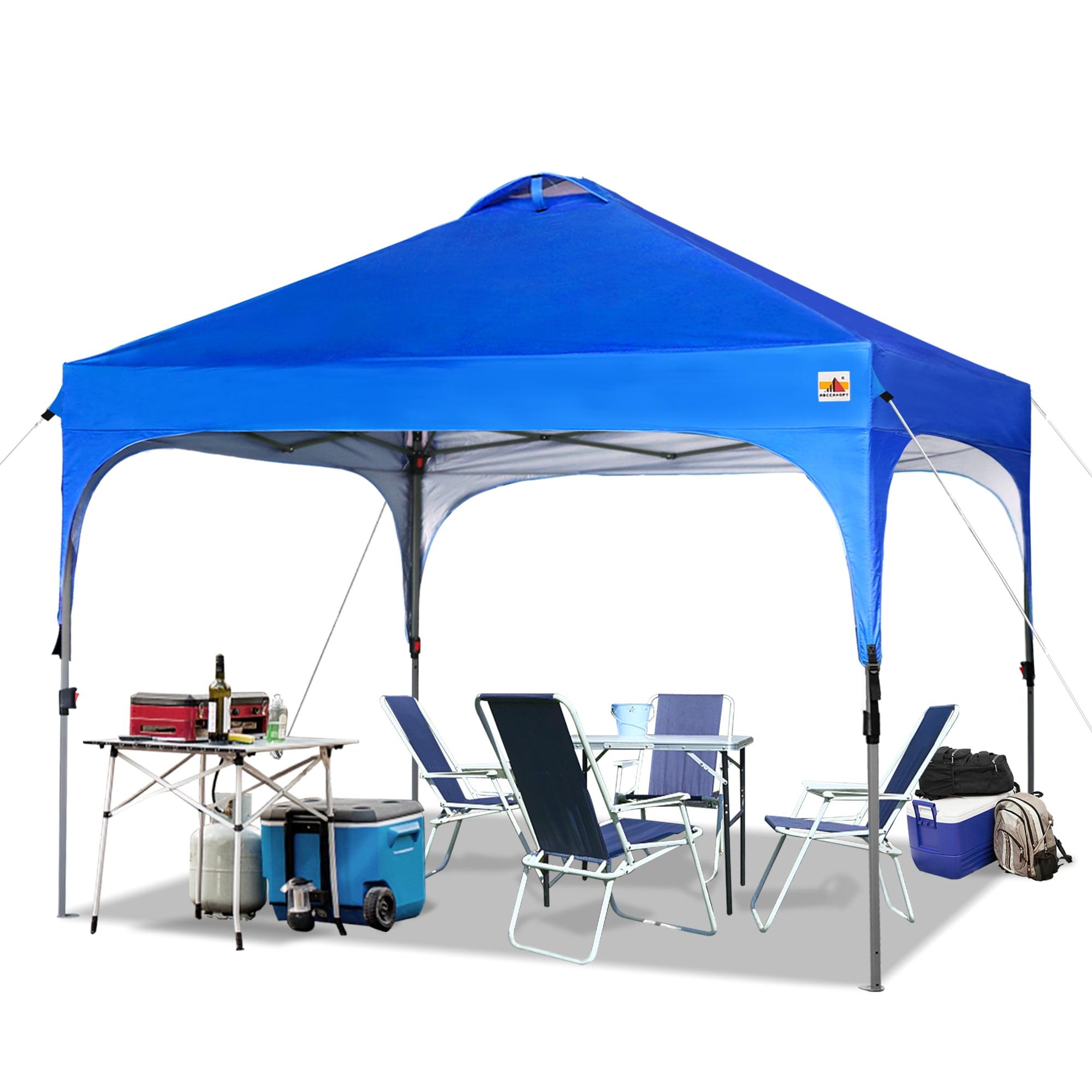 Blue 10x10 Outdoor Pop-Up Canopy Tent with Steel Frame