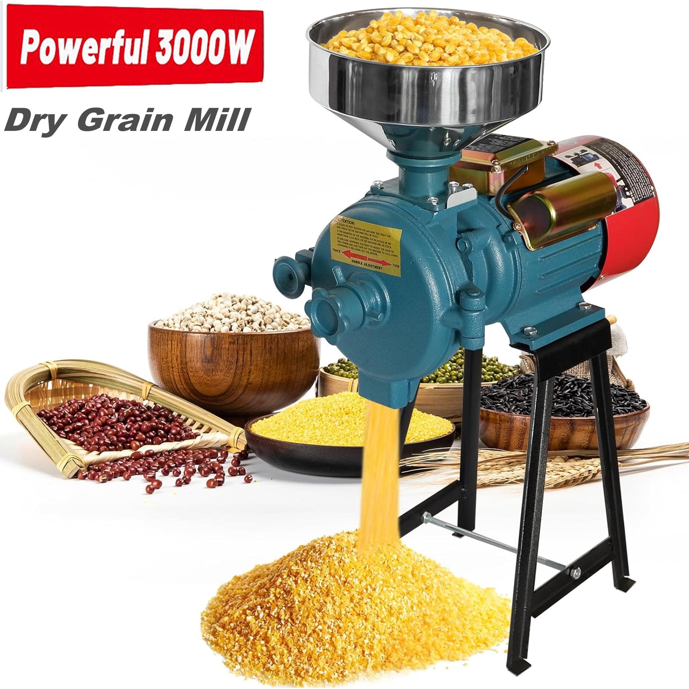 3000W Blue Electric Commercial Grain Grinder with Funnel