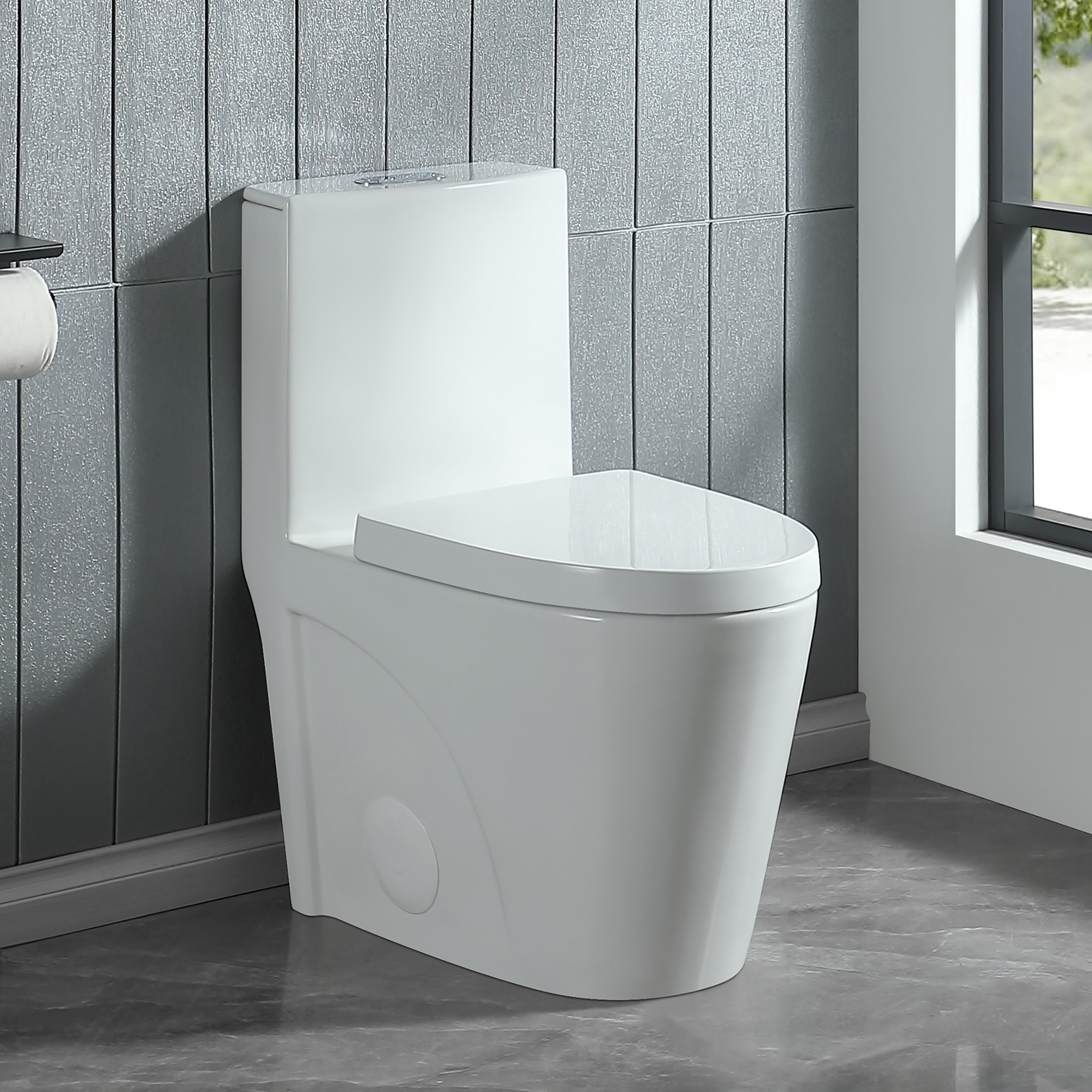 1.1/1.60 GPF Elongated Comfort Height Floor Mounted One-Piece Toilet (Seat Included)