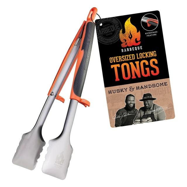 AC BBQ Oversized Locking Tongs, Stainless Steel, Silver
