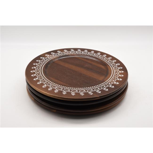 WHITE LABEL Acacia Wooden Charger Plate 4Pcs/Set
