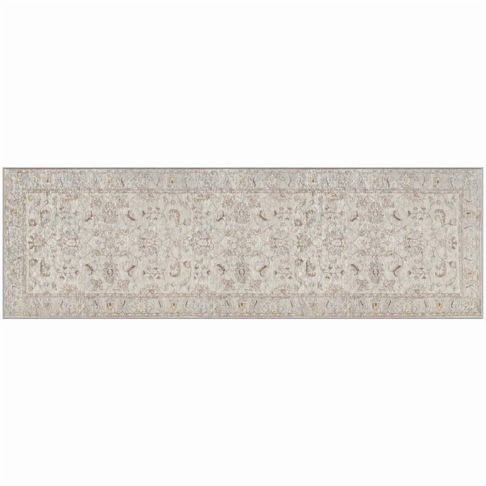 GelPro NeverMove Machine Washable Traditional Jordan Oatmeal Area Rug