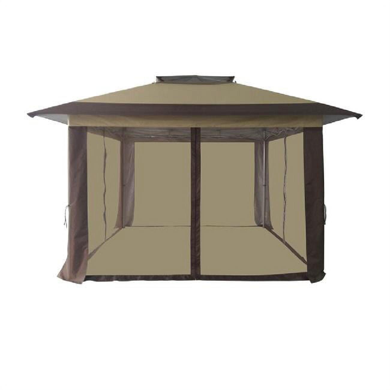 Crown Shades 10 ft. Khaki Steel Canopy with Screen Kit